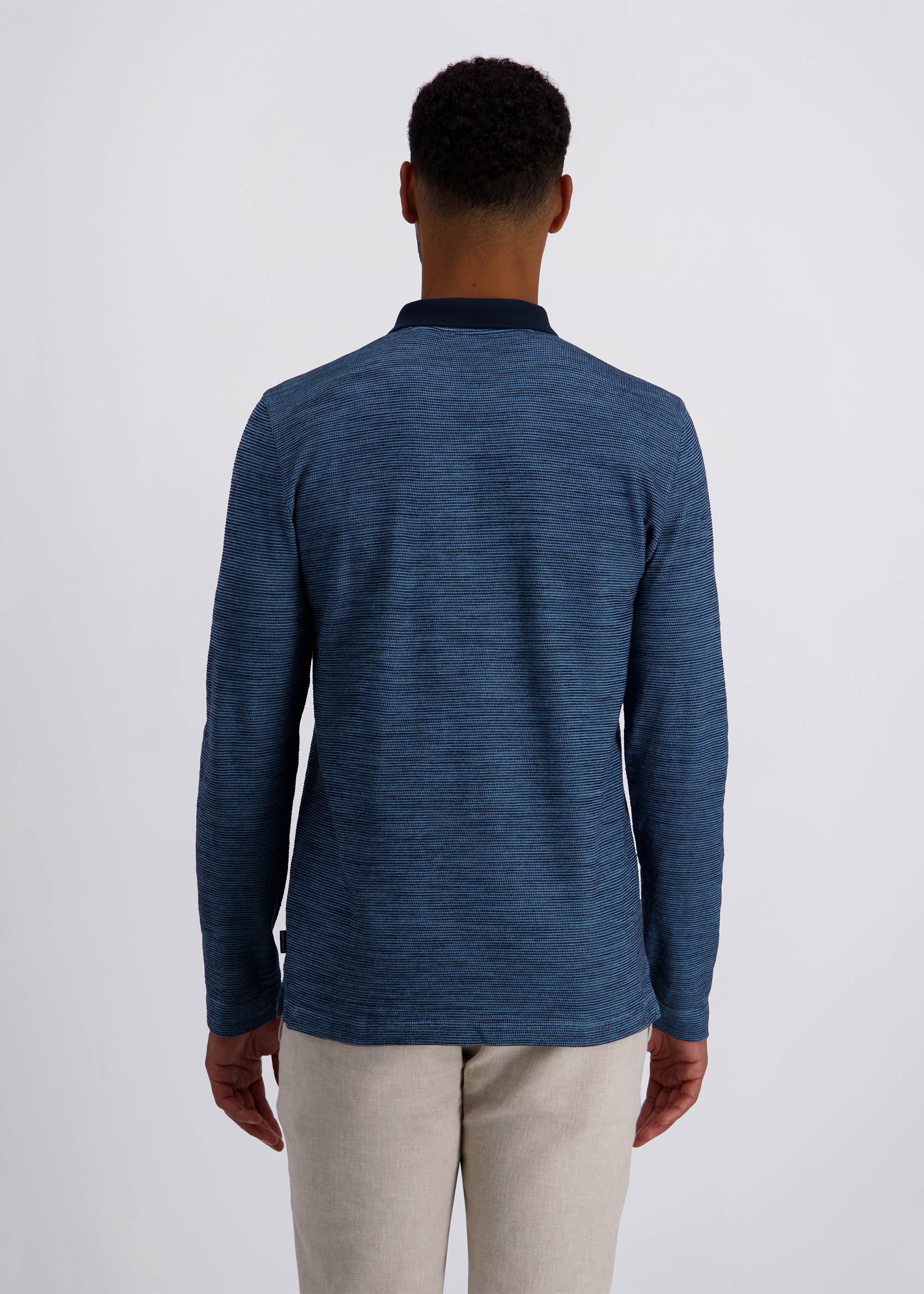 Langarm-Poloshirt in Modern Fit, Blue Heaven Detailansicht 1