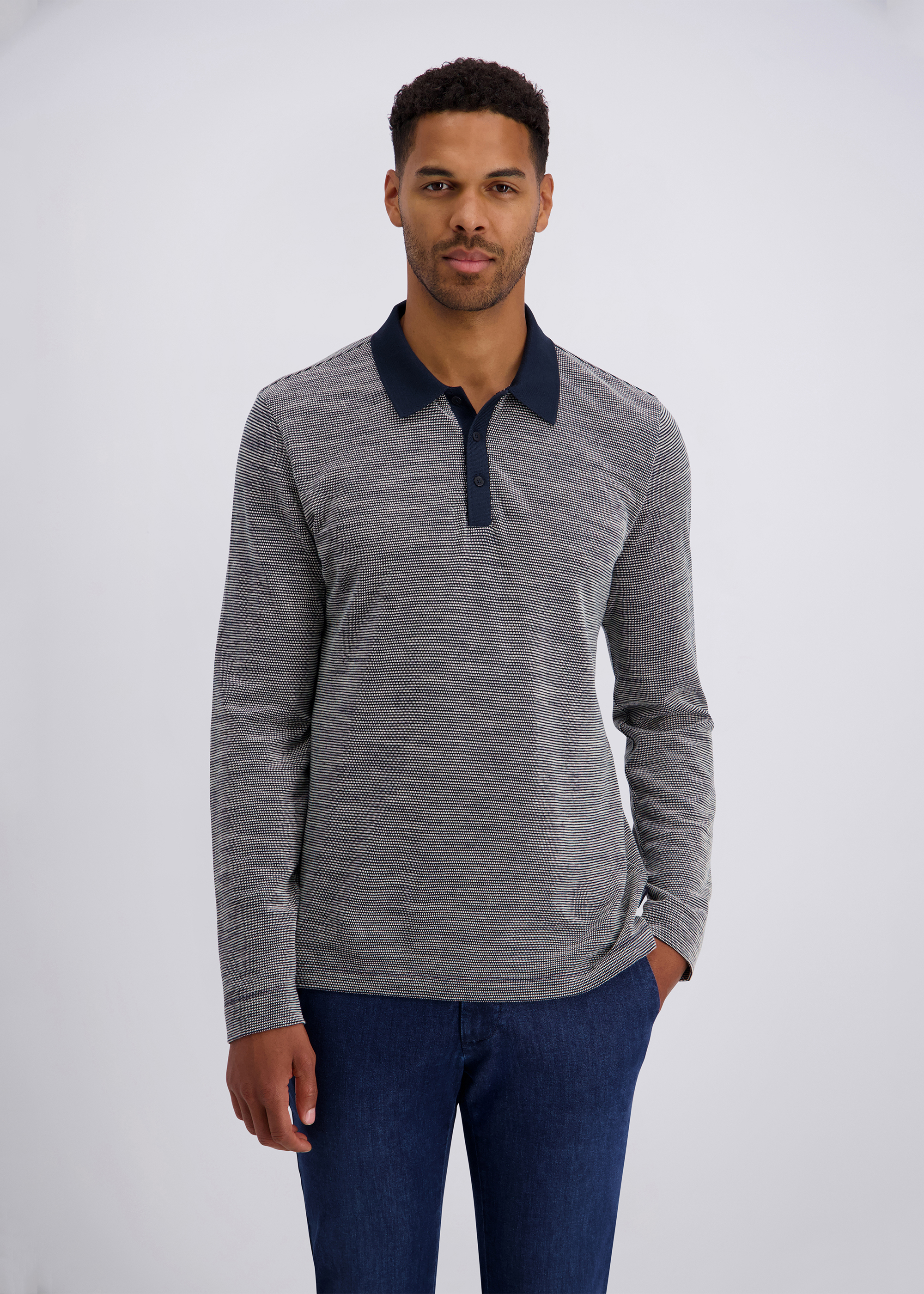 Langarm-Poloshirt in Modern Fit, Salute Frontansicht