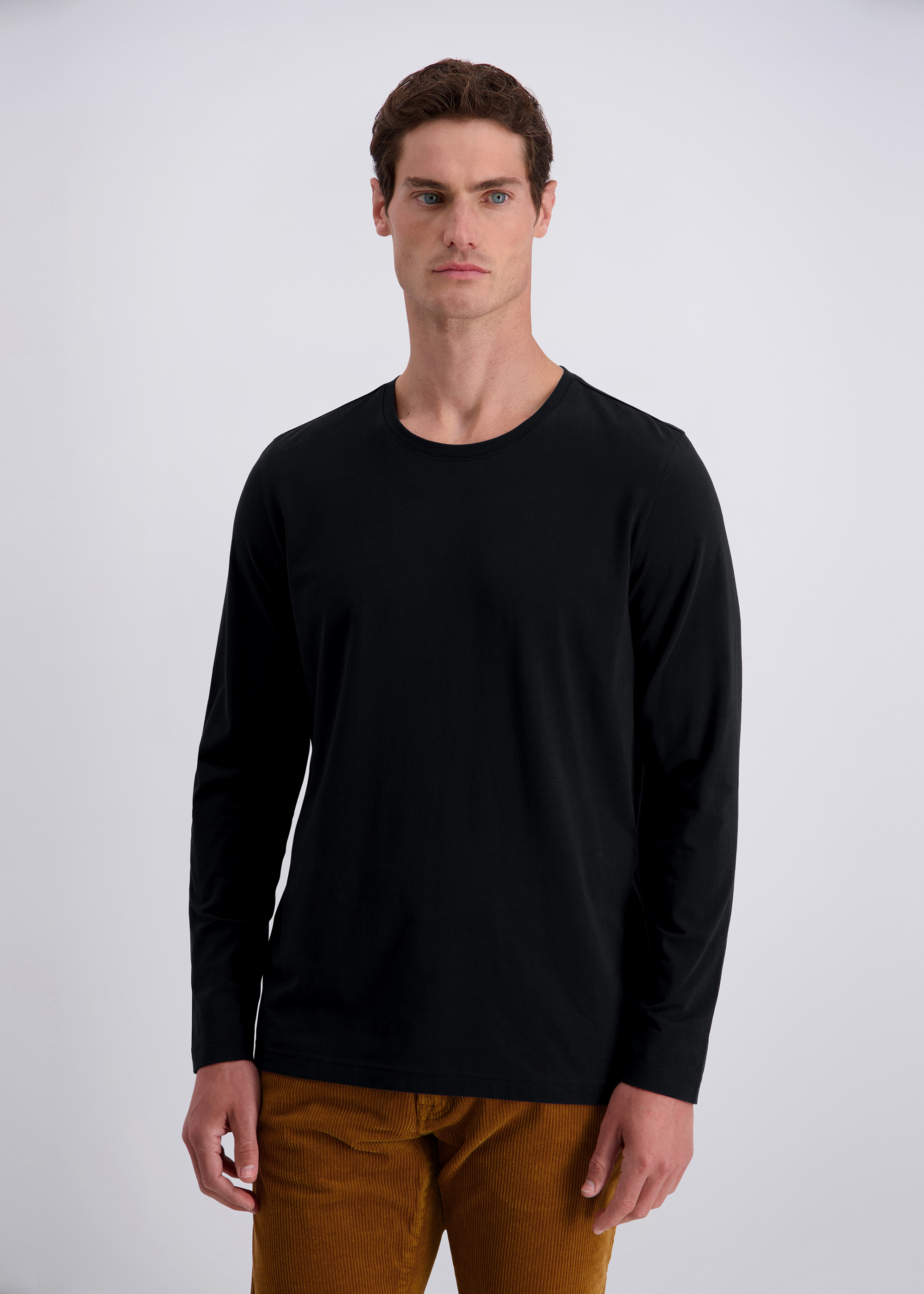 Performance Jersey Basic Langarmshirt, Schwarz Frontansicht