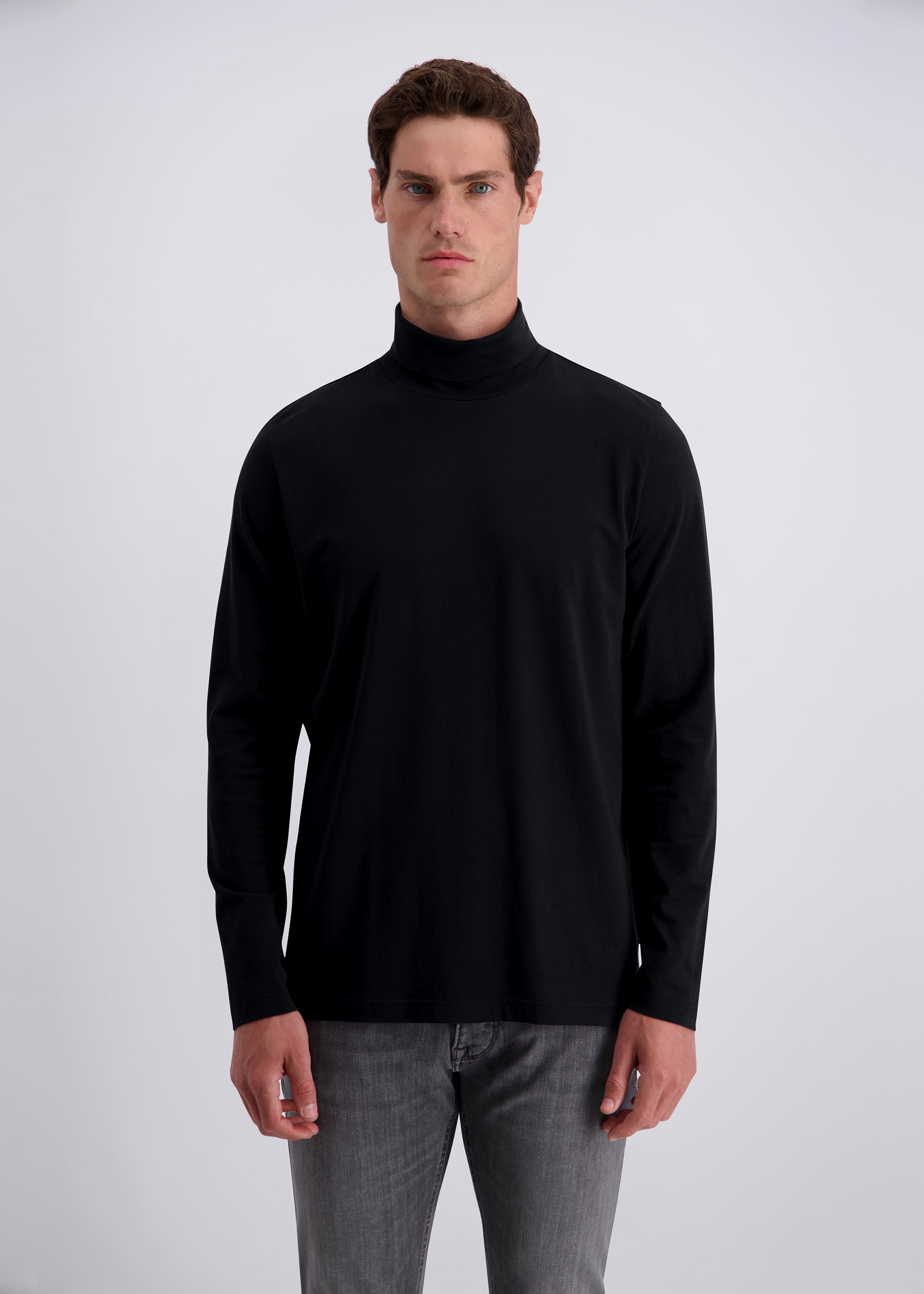 Performance Jersey Basic Langarmshirt, Schwarz Frontansicht