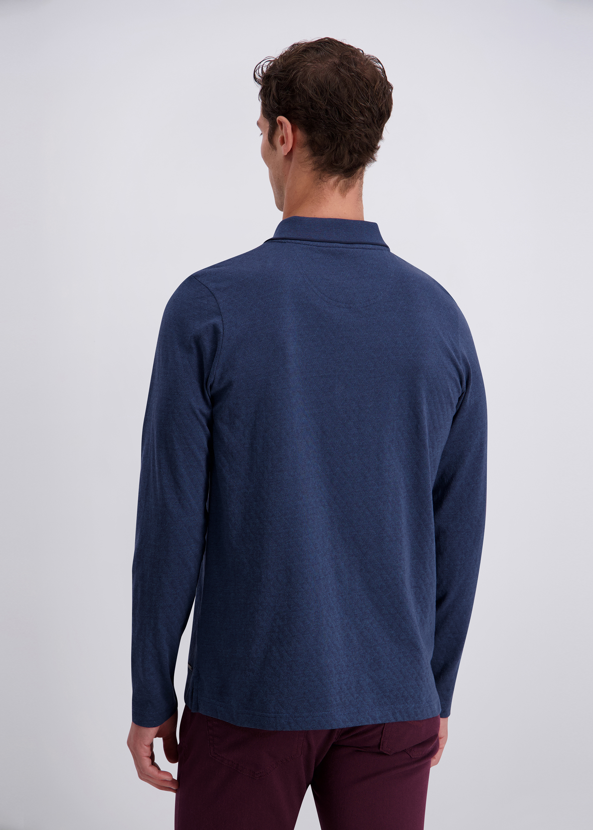 Gemustertes Polo-Langarmshirt, Sargasso Sea Detailansicht 1