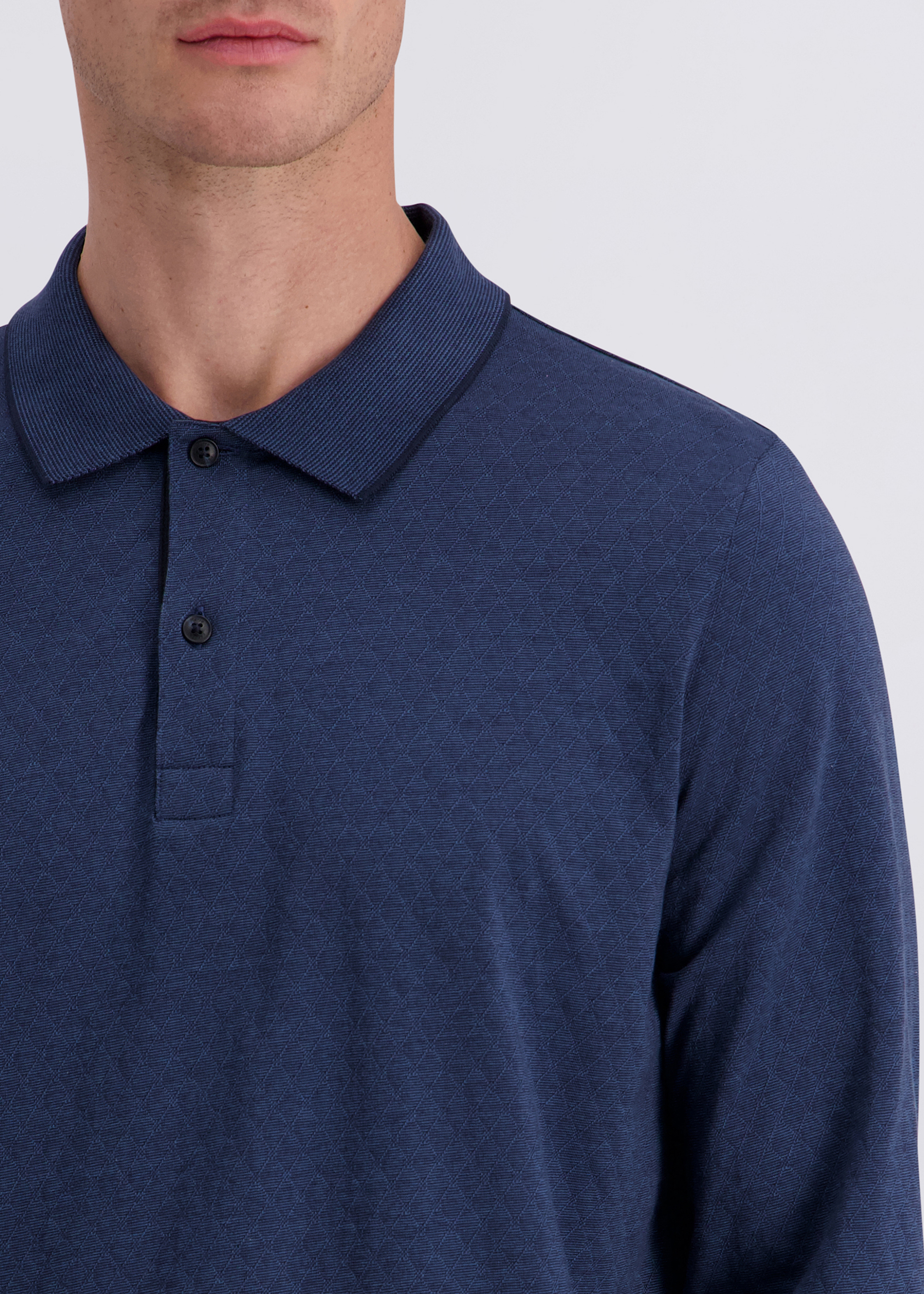 Gemustertes Polo-Langarmshirt, Sargasso Sea Detailansicht 2