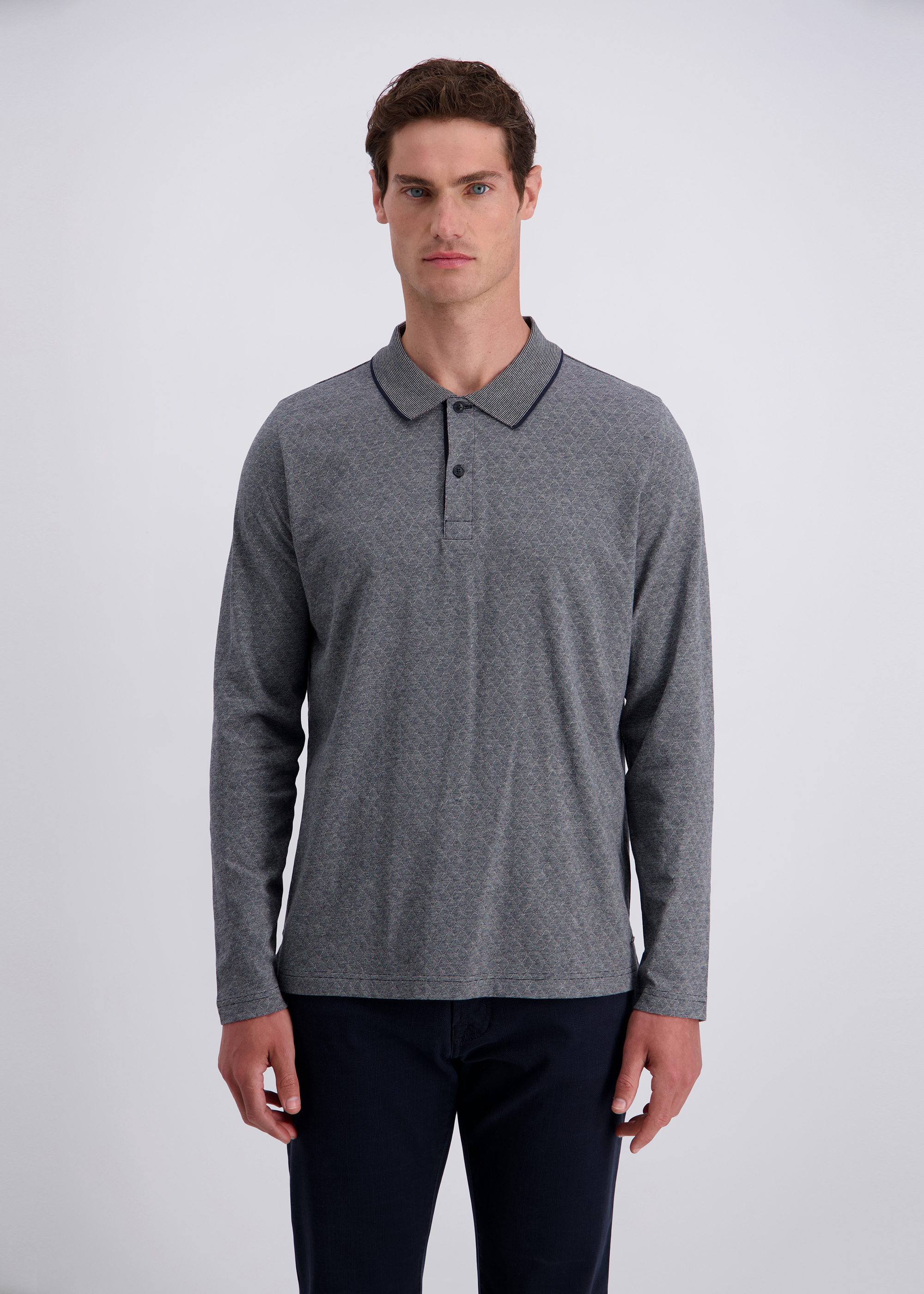Gemustertes Polo-Langarmshirt, Salute Frontansicht