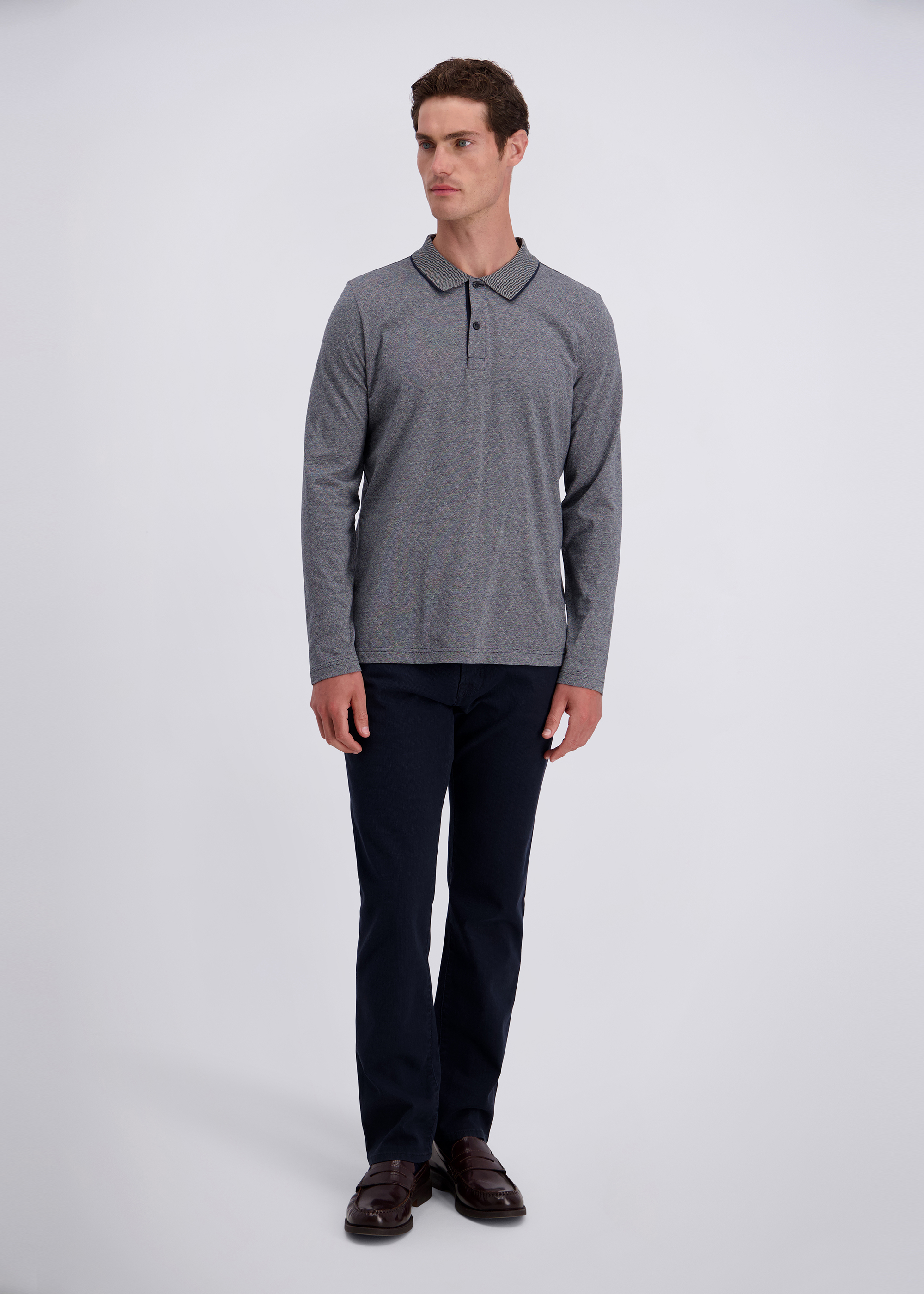 Gemustertes Polo-Langarmshirt, Salute Rückansicht