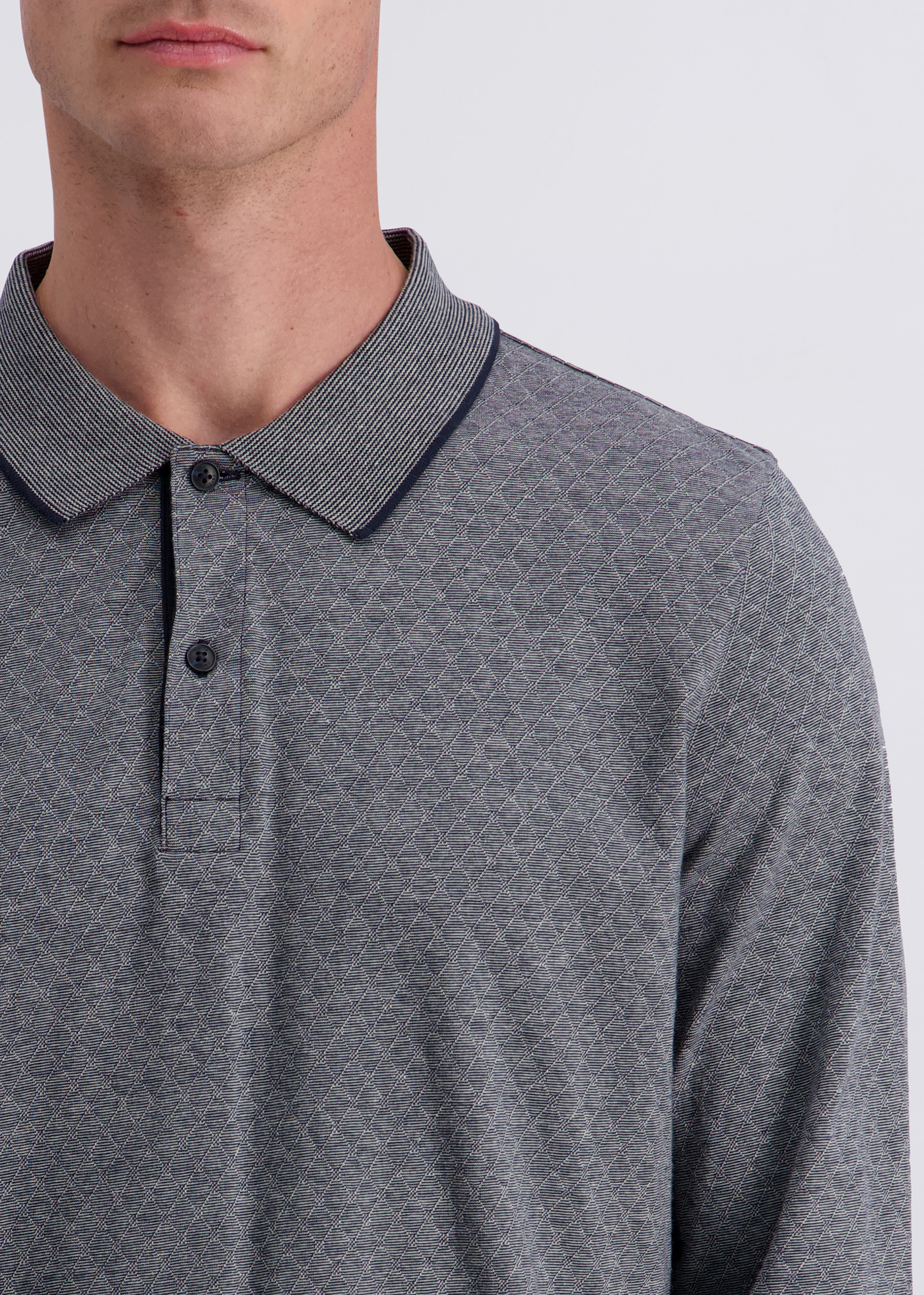 Gemustertes Polo-Langarmshirt, Salute Detailansicht 2