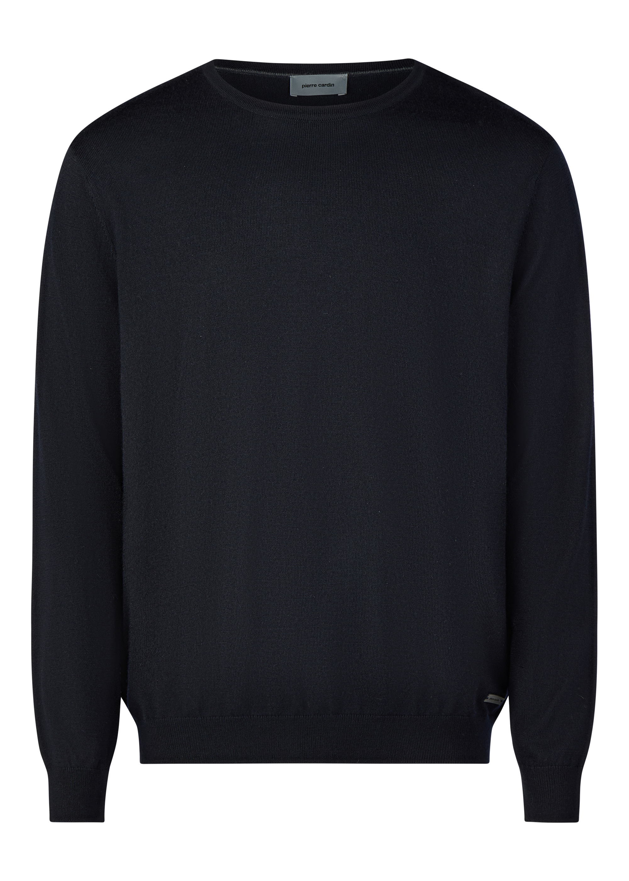 Feinstrickpulllover mit klassischem Rundhals, Marine Rückansicht