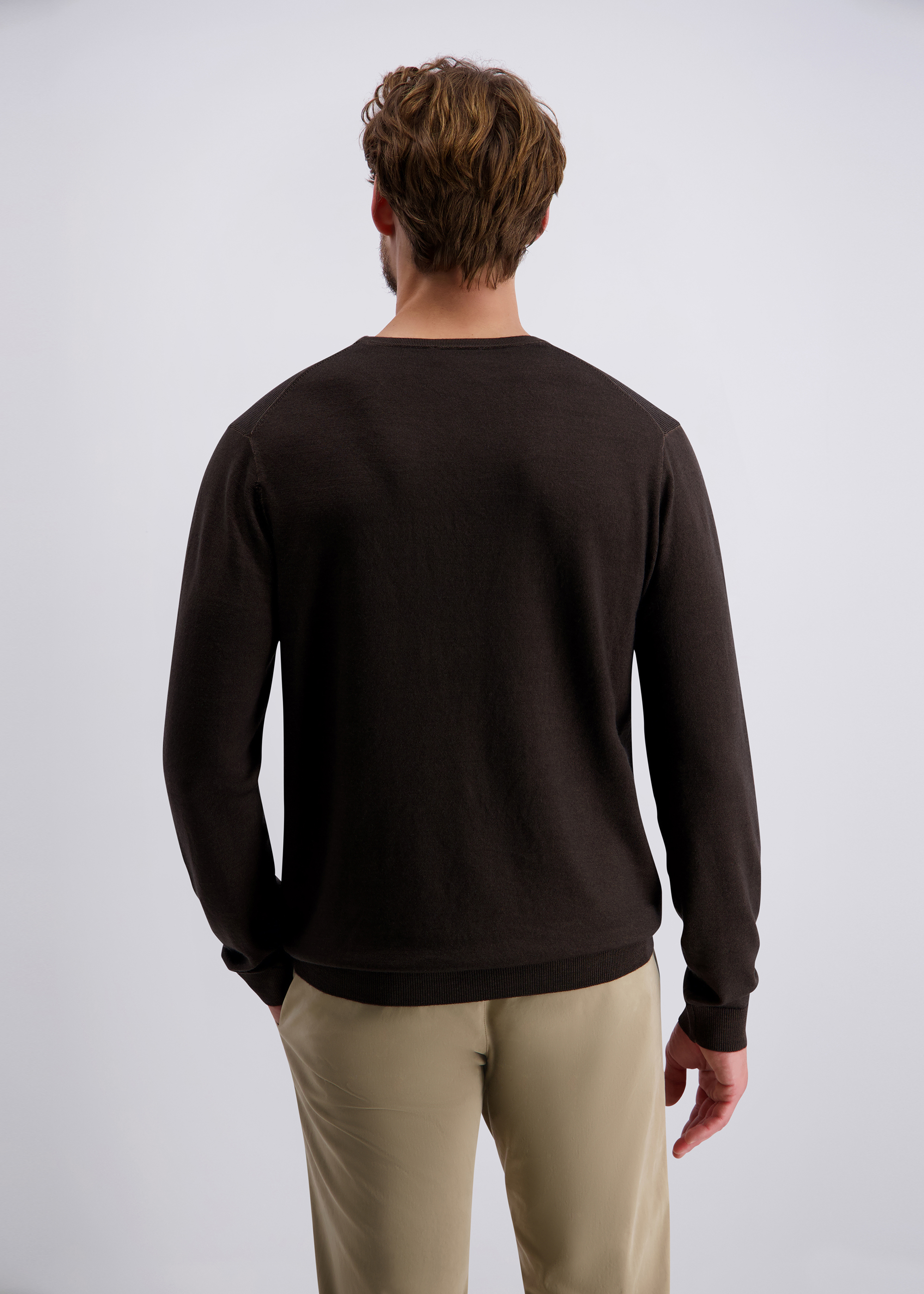 Feinstrickpulllover mit klassischem Rundhals, Mulch Detailansicht 1