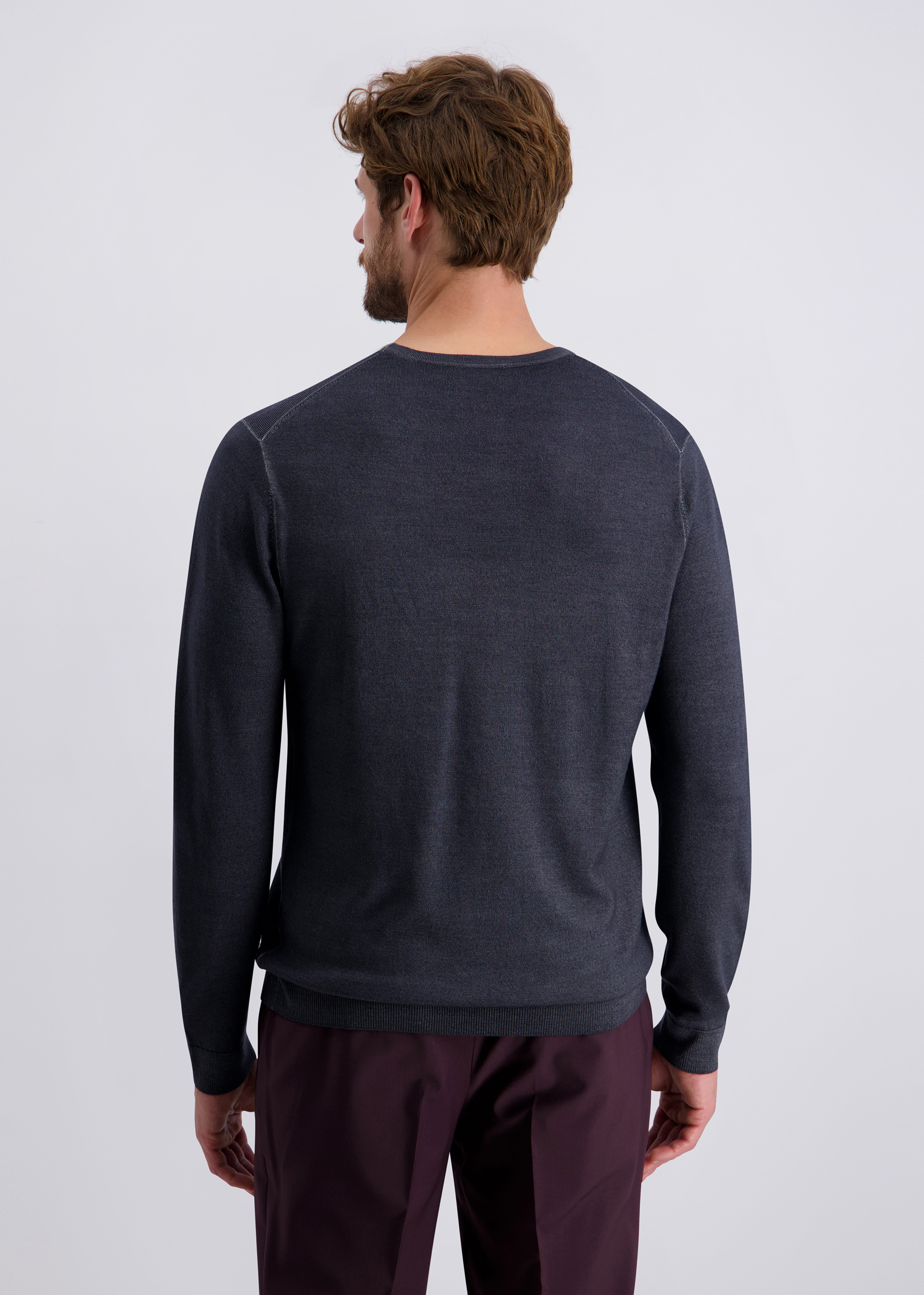 Feinstrickpulllover mit klassischem Rundhals, Anthra Detailansicht 1