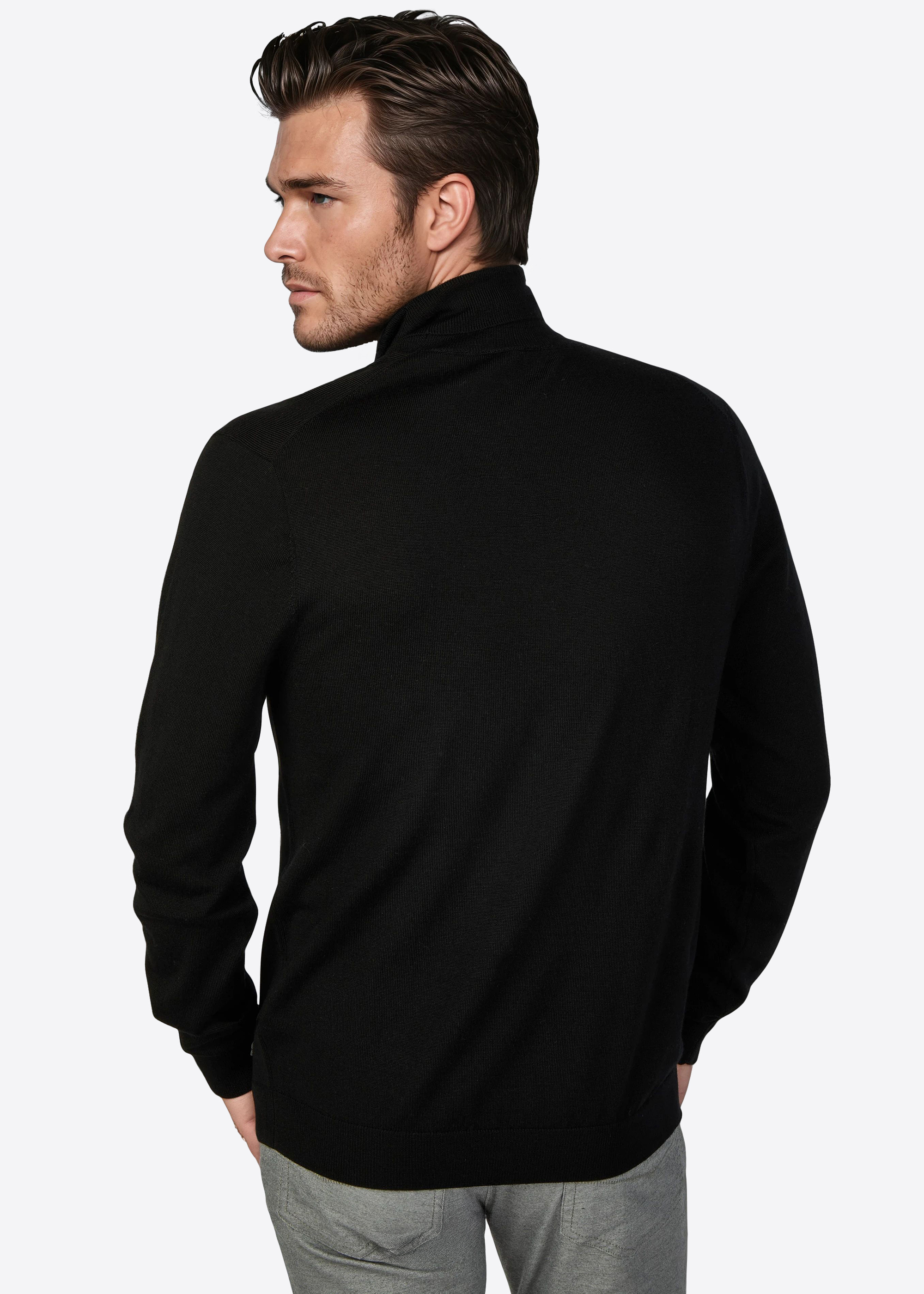 Innovativer Merino Feinstrick, Schwarz Detailansicht 2