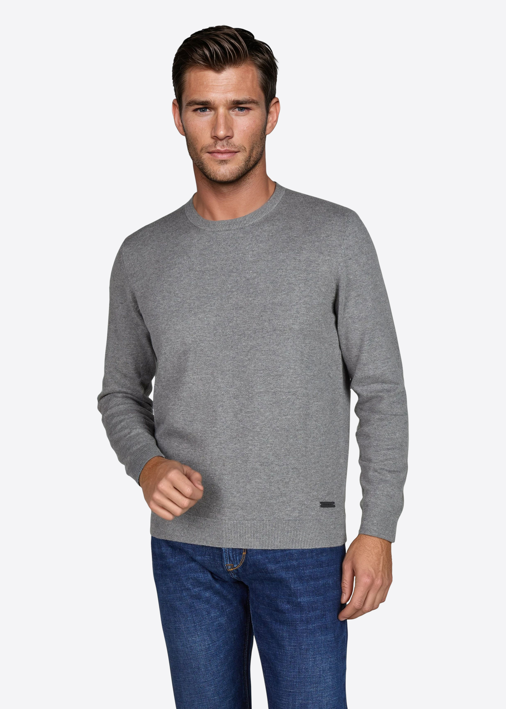 Langarm Pullover mit Rundhalsausschnitt, Sharkgray Frontansicht