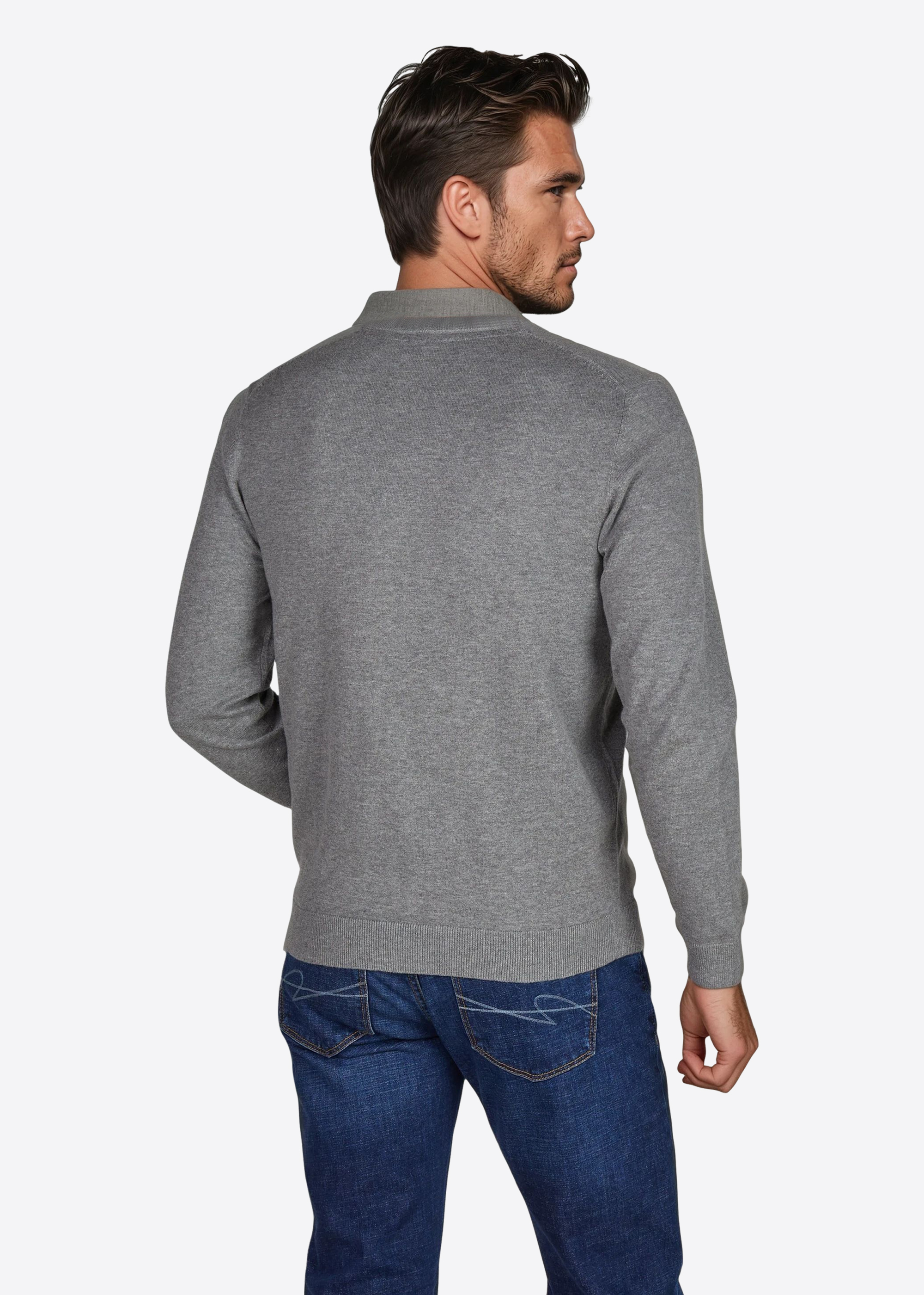 Langarm Pullover mit Rundhalsausschnitt, Sharkgray Detailansicht 1