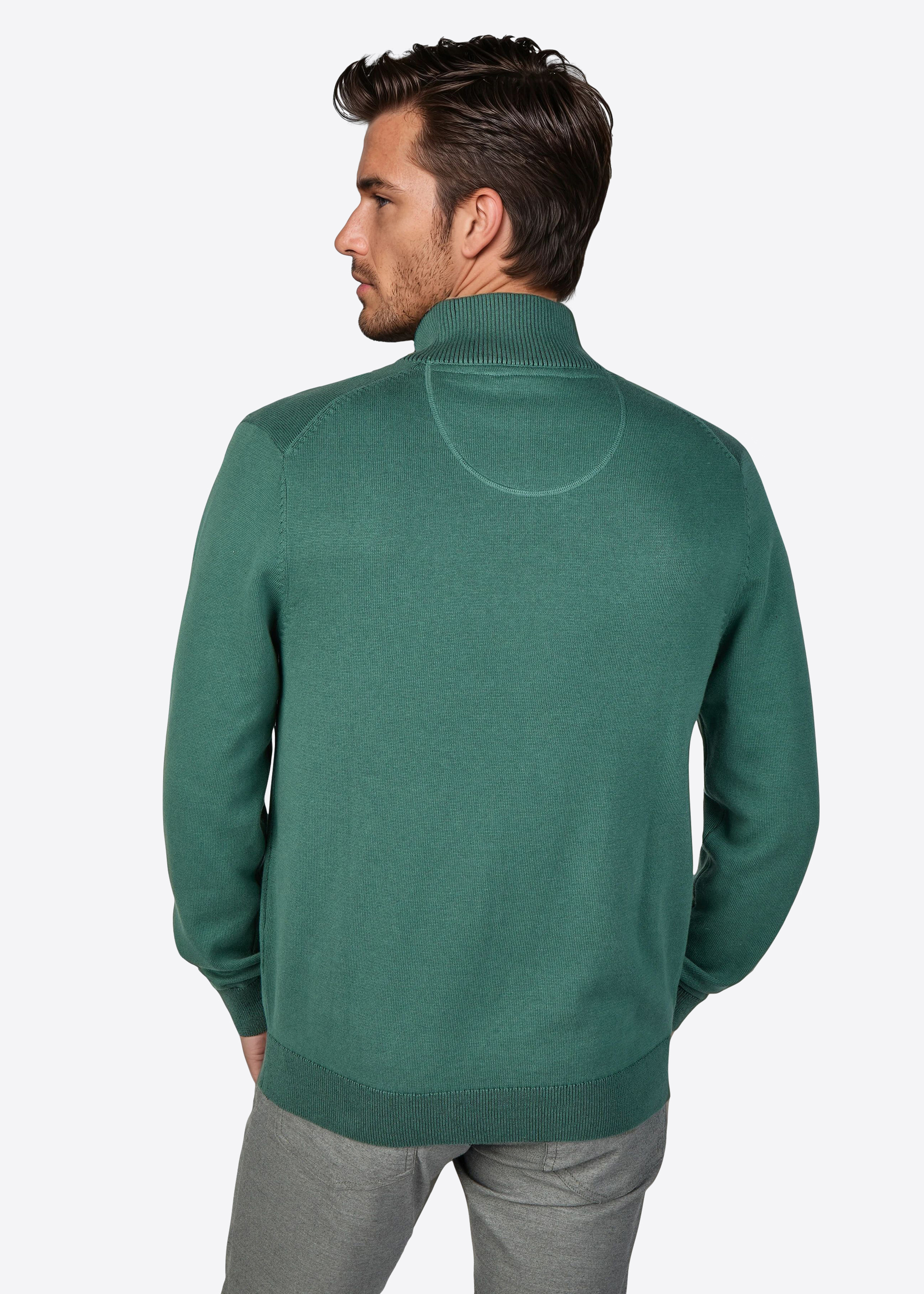 Freizeitstrickpullover mit Reißverschluss, Sagebrush Green Detailansicht 2