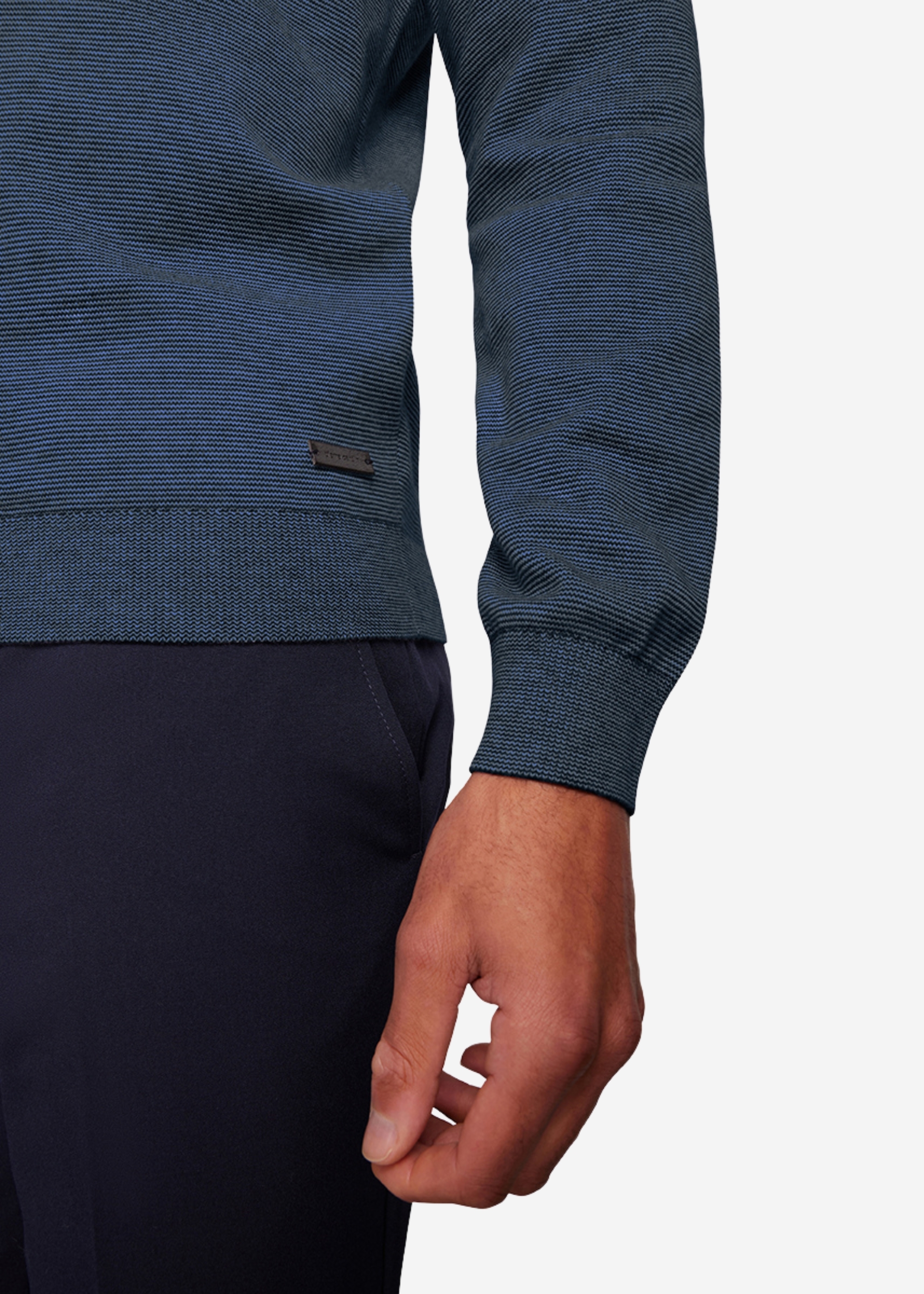 Langarm Pullover mit Rundhalsausschnitt, Federal Blue Rückansicht