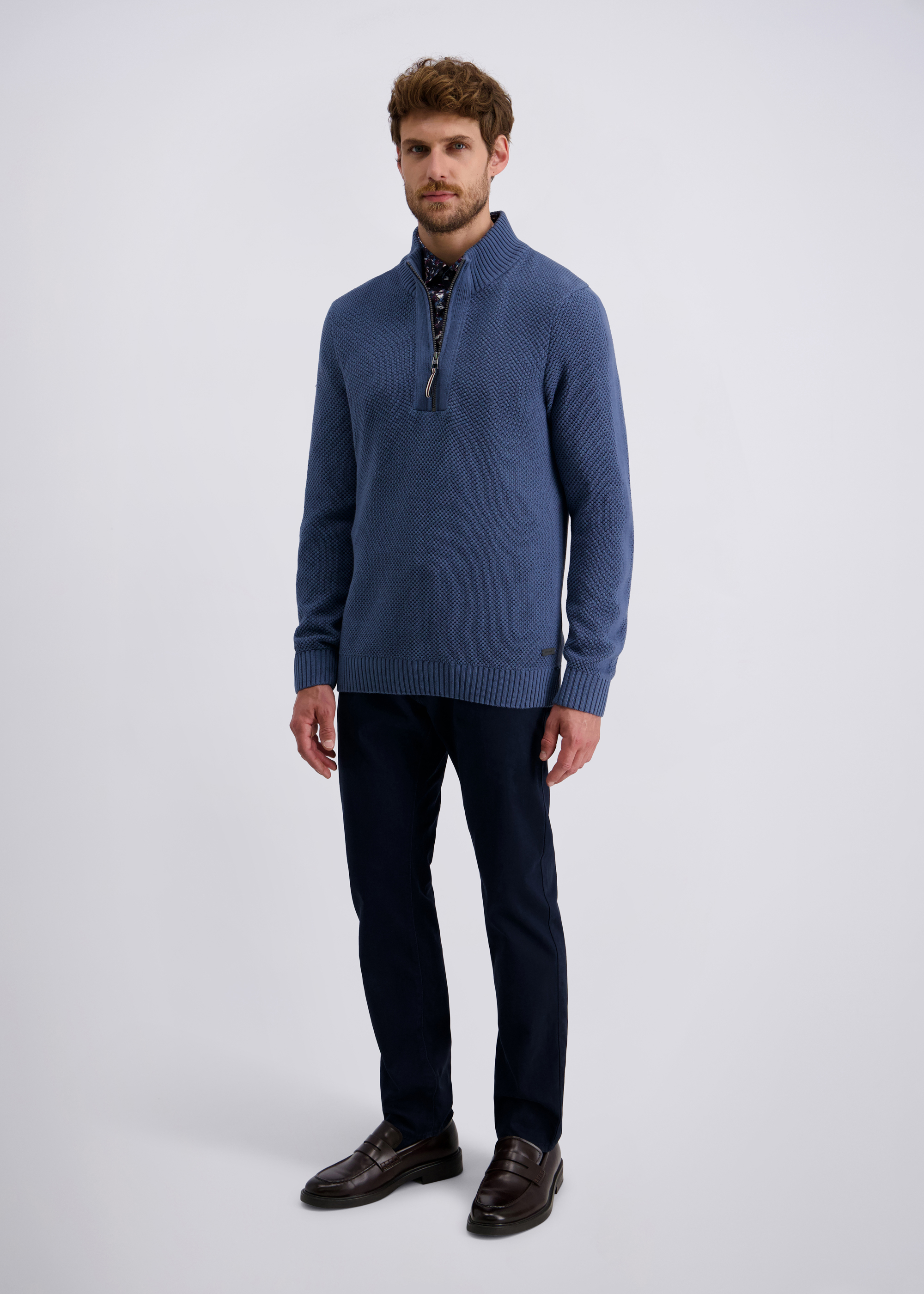 Strickpullover mit Stehkragen und Zip, Bering Sea Rückansicht