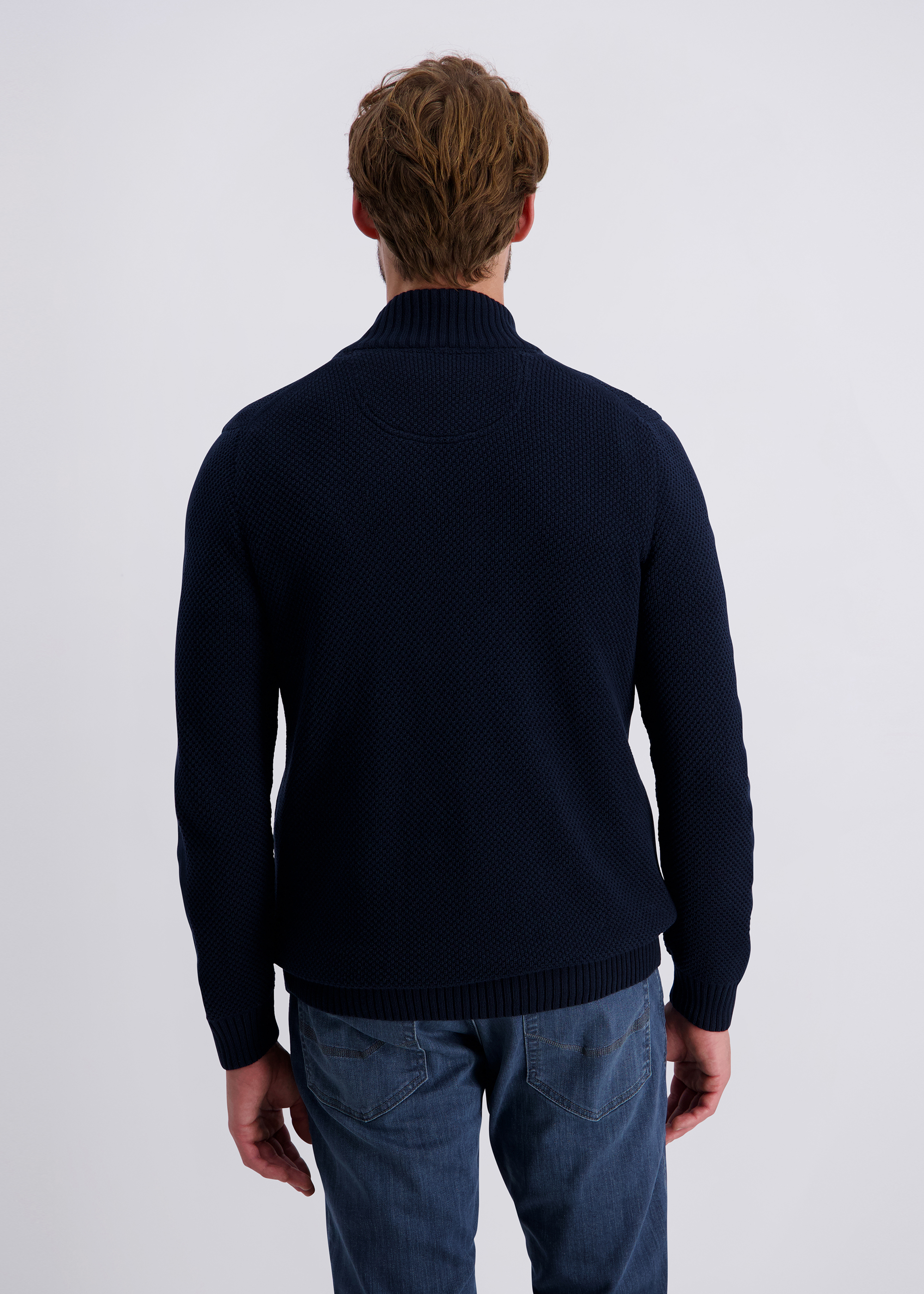 Strickpullover mit Stehkragen und Zip, Salute Detailansicht 1