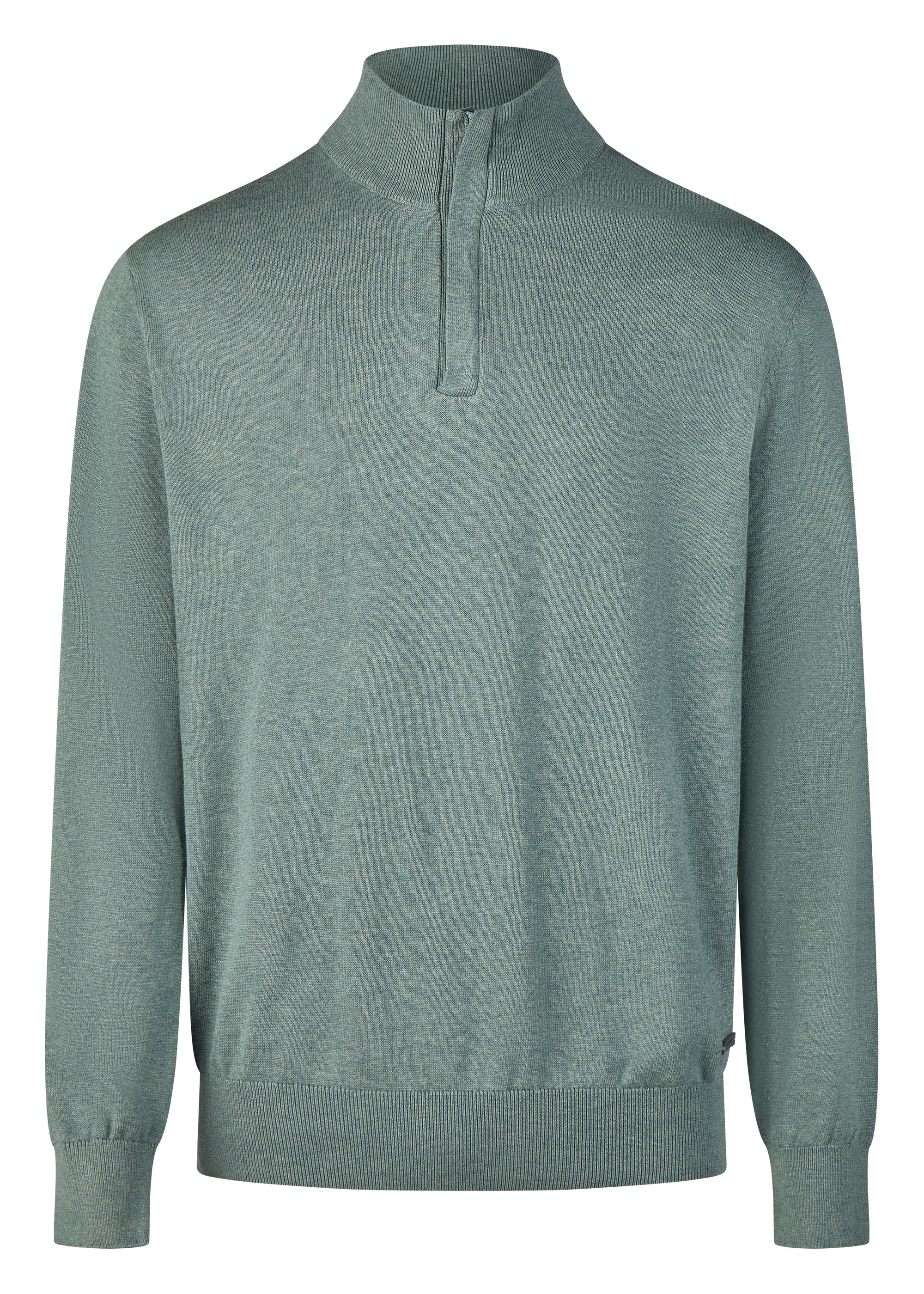 Strickpullover mit Stegkragen und aufwändiger Zip Verarbeitung, Stormy Sea Rückansicht