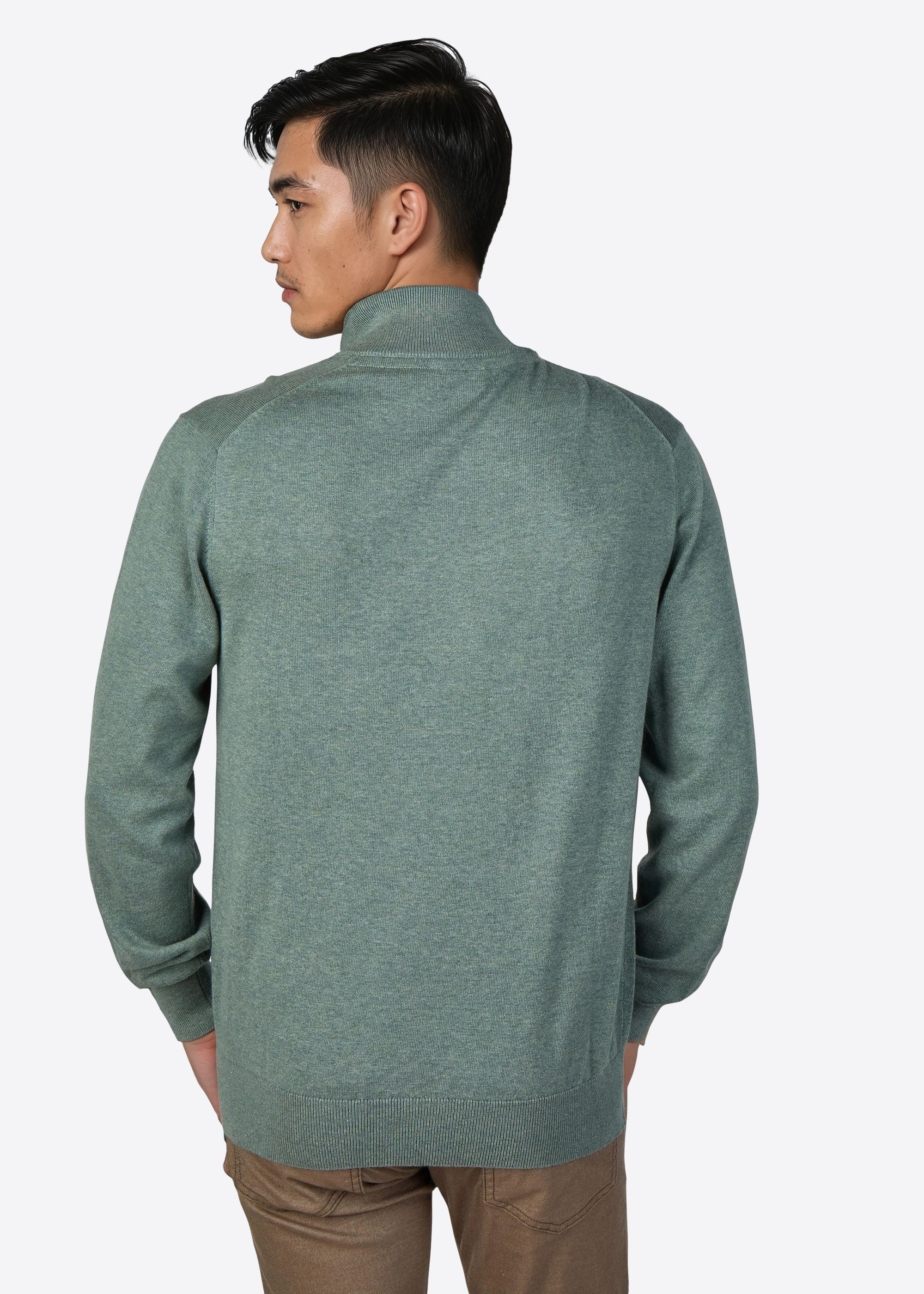 Strickpullover mit Stegkragen und aufwändiger Zip Verarbeitung, Stormy Sea Detailansicht 2