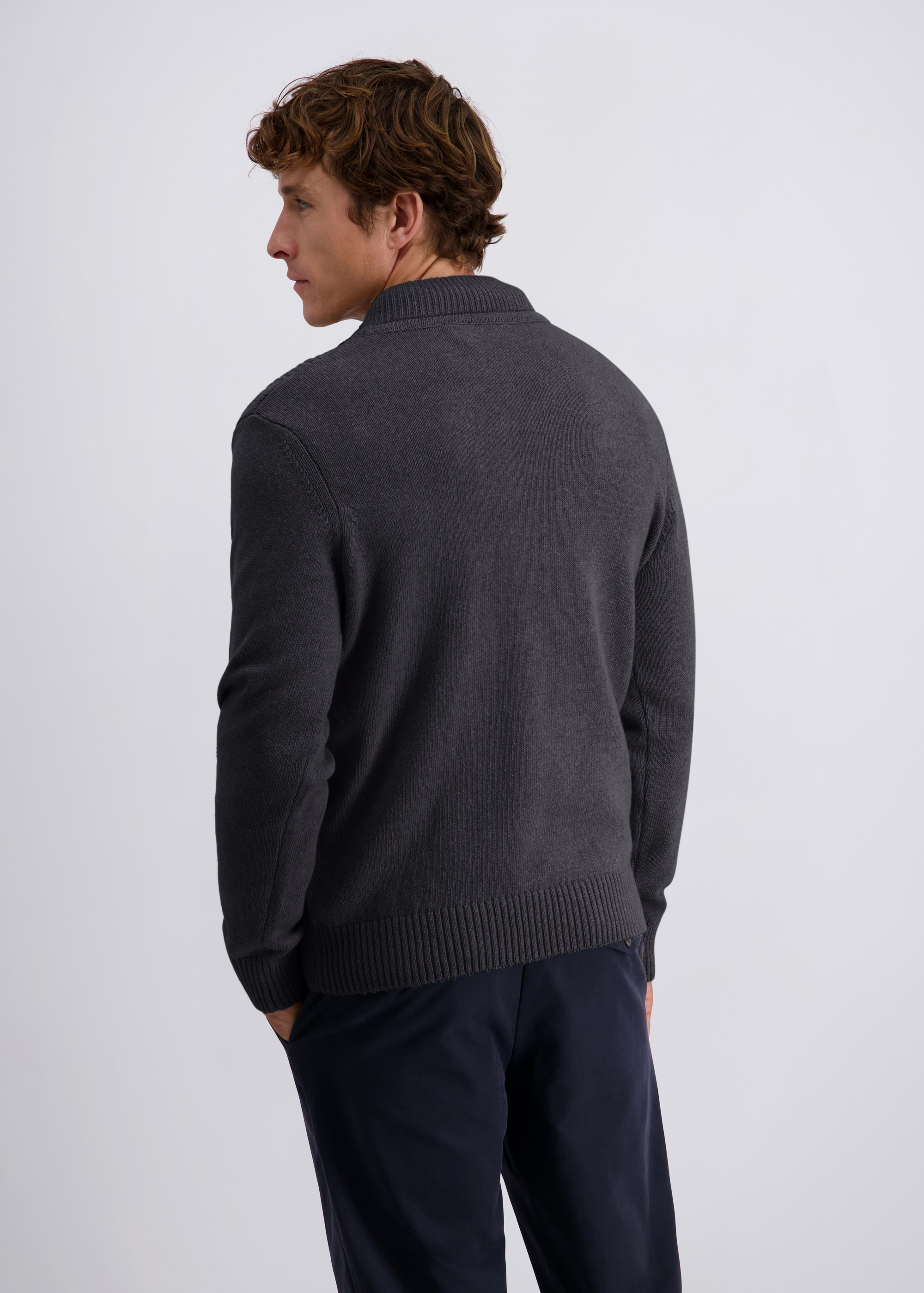 Lässiger Strickpullover mit Reißverschluss, Anthra Detailansicht 1