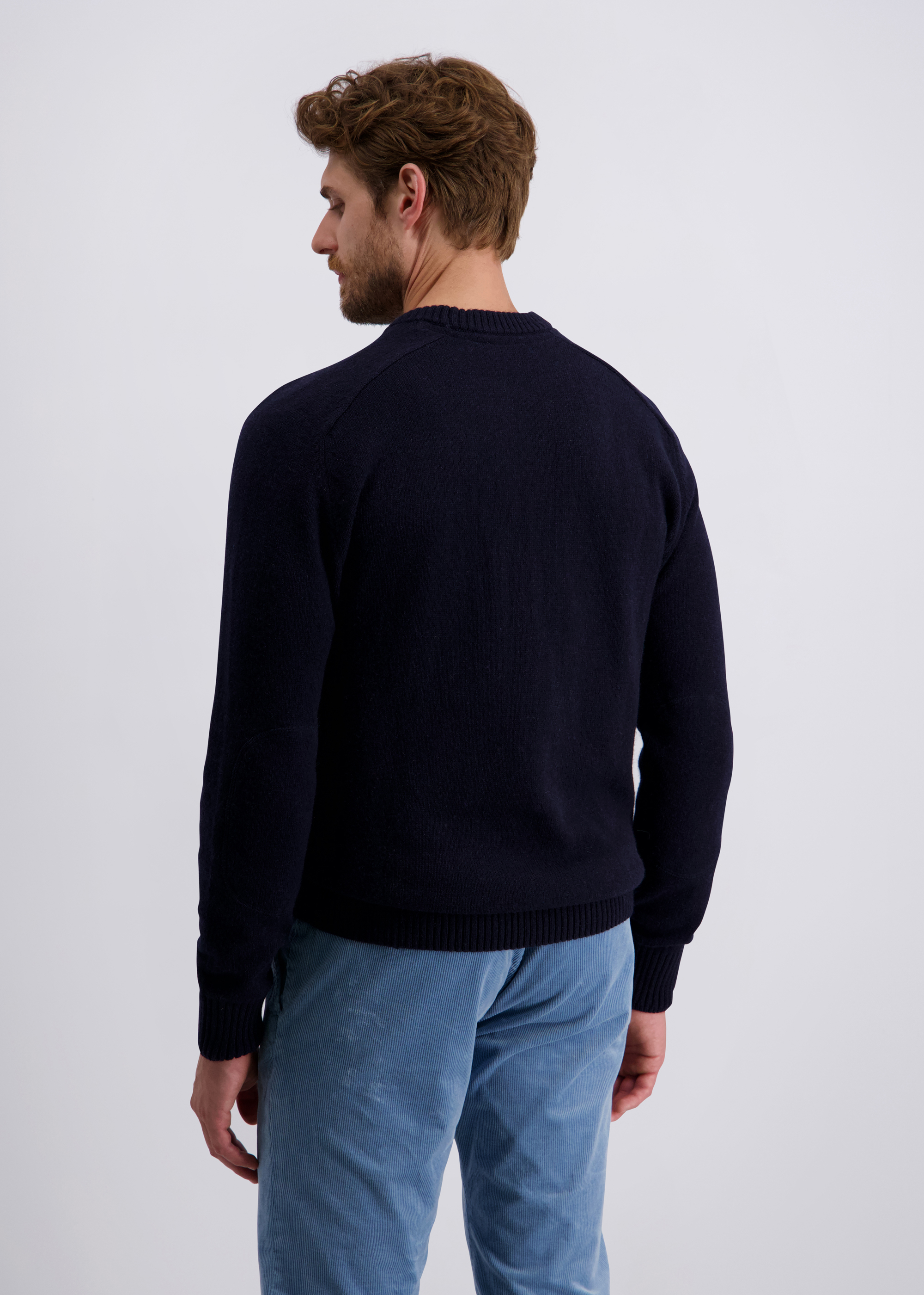 Strickpullover mit Rundhalsausschnitt, Raglanärmeln und Ärmelpatches, Salute Detailansicht 1