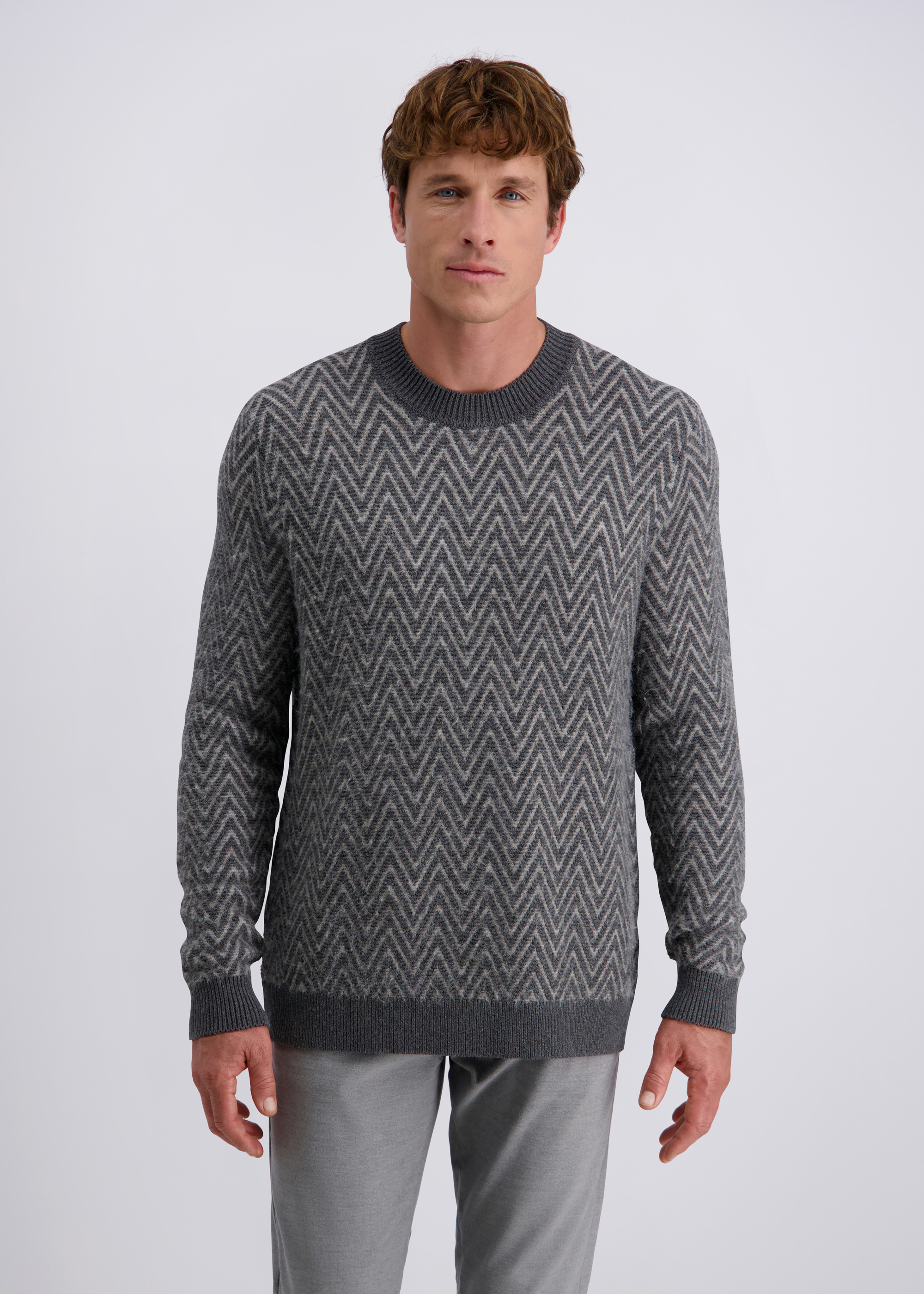 Lässiger Pullover mit Rundhalsauschnitt, Sharkgray Frontansicht