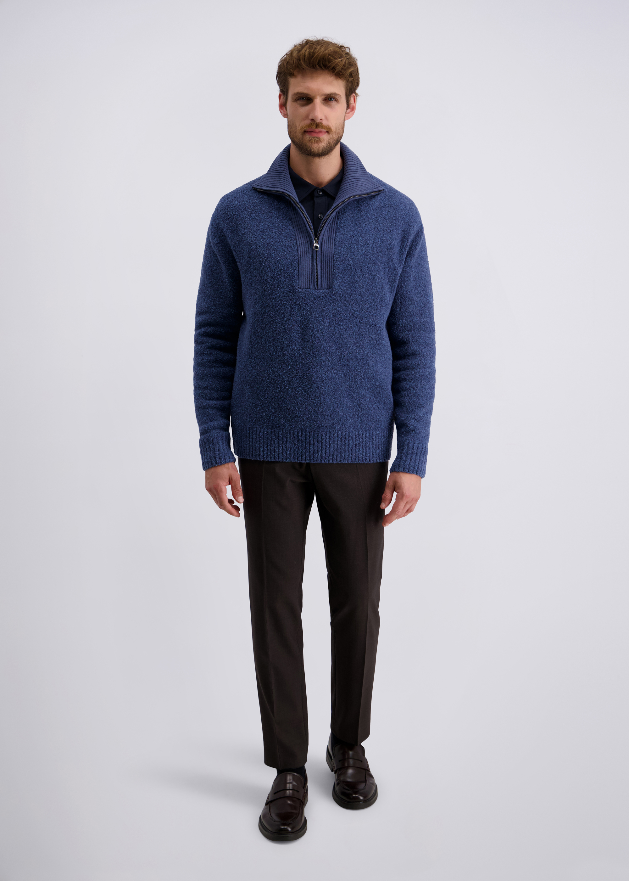 Strickpullover mit trendiger Troyerkragen Variante, Bering Sea Rückansicht