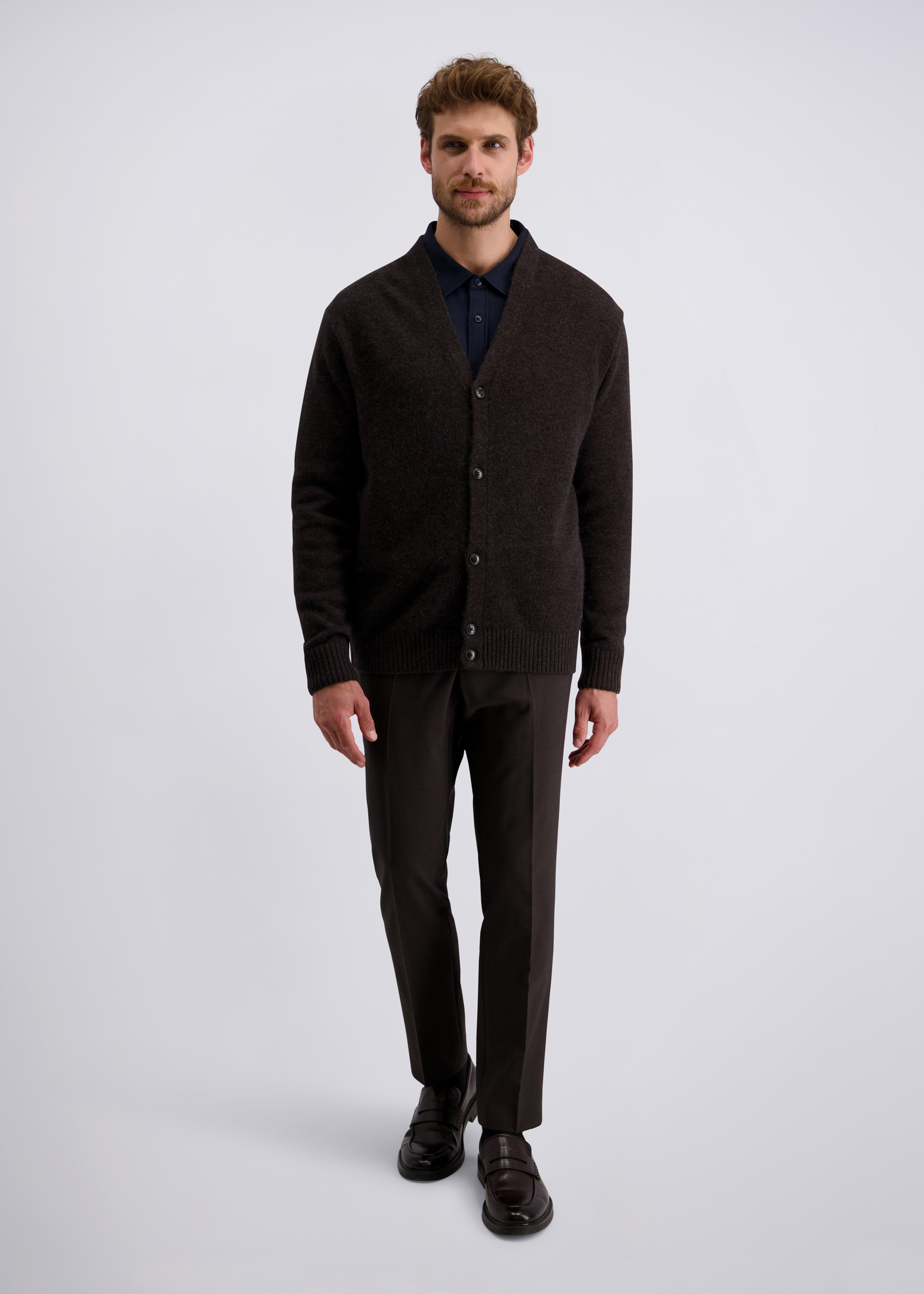 Langarm Stick-Cardigan, Mulch Rückansicht