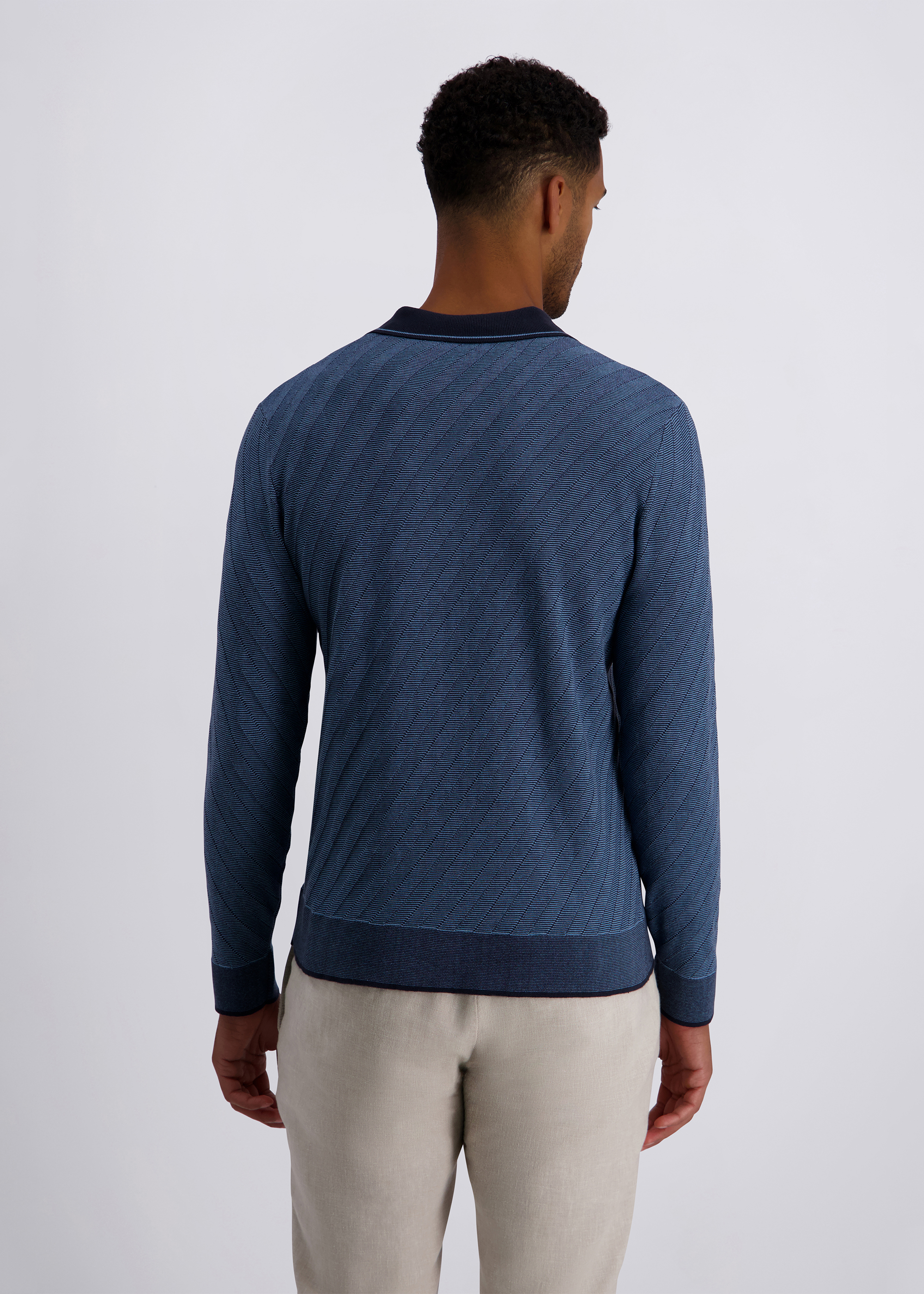 Langarm-Poloshirt in Modern Fit, Blue Heaven Detailansicht 1