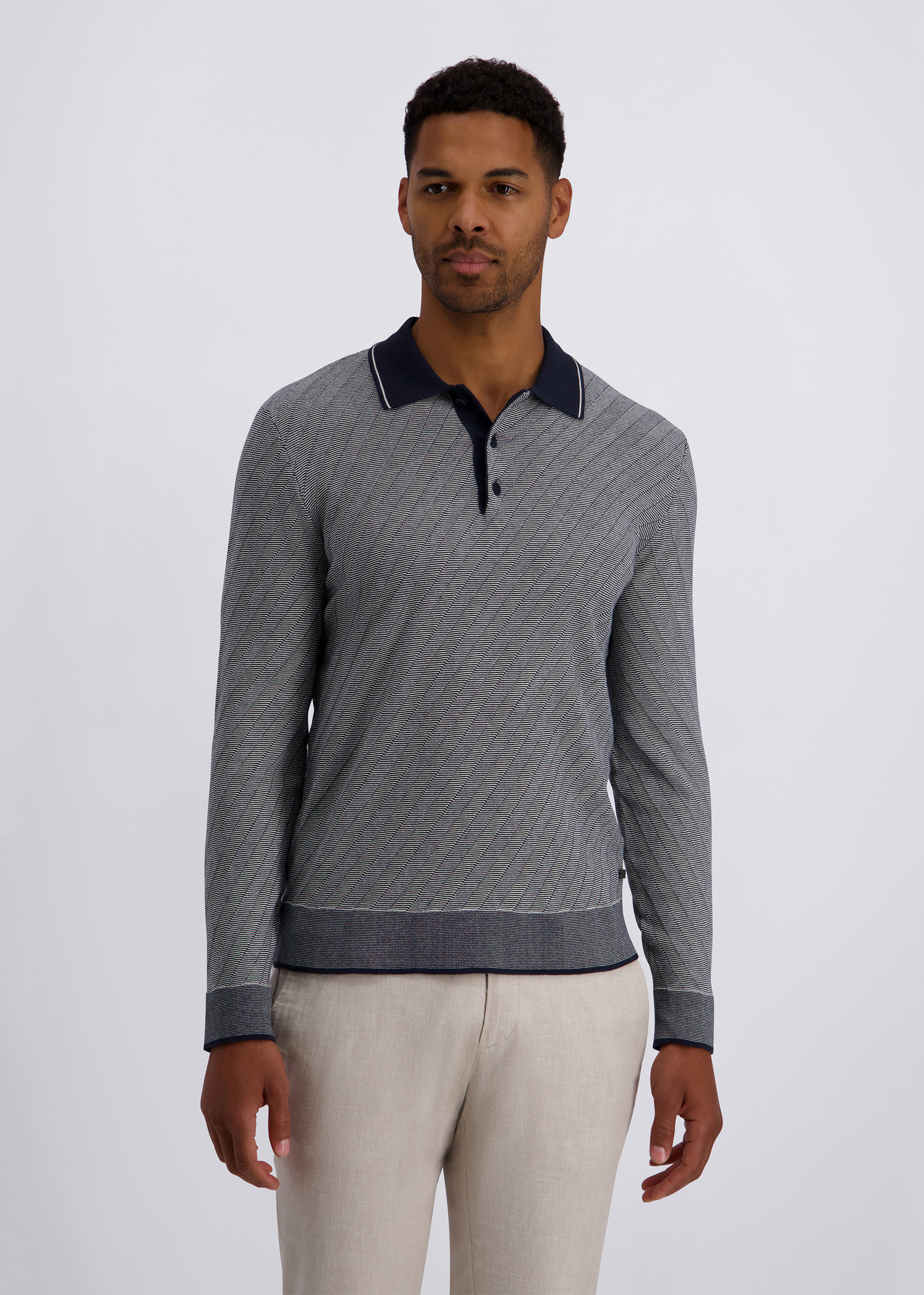 Langarm-Poloshirt in Modern Fit, Salute Frontansicht