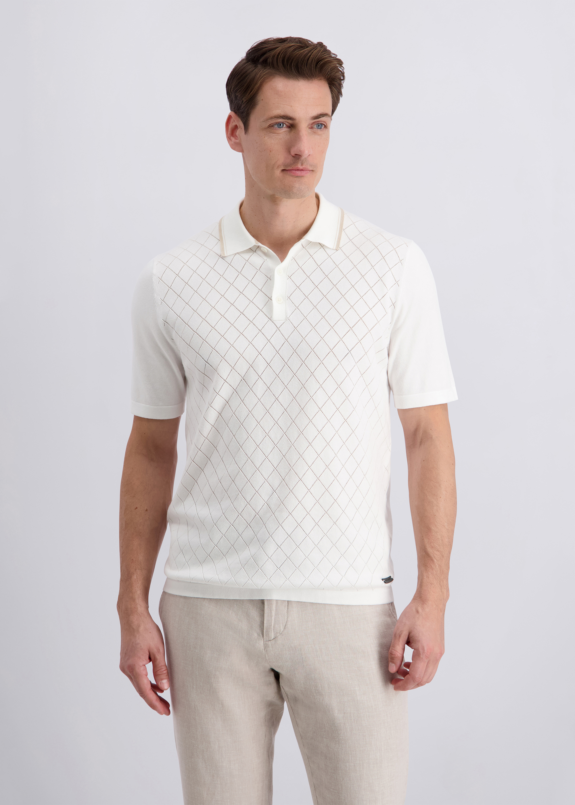 Modern fit polo shirt, Perlweiss Frontansicht