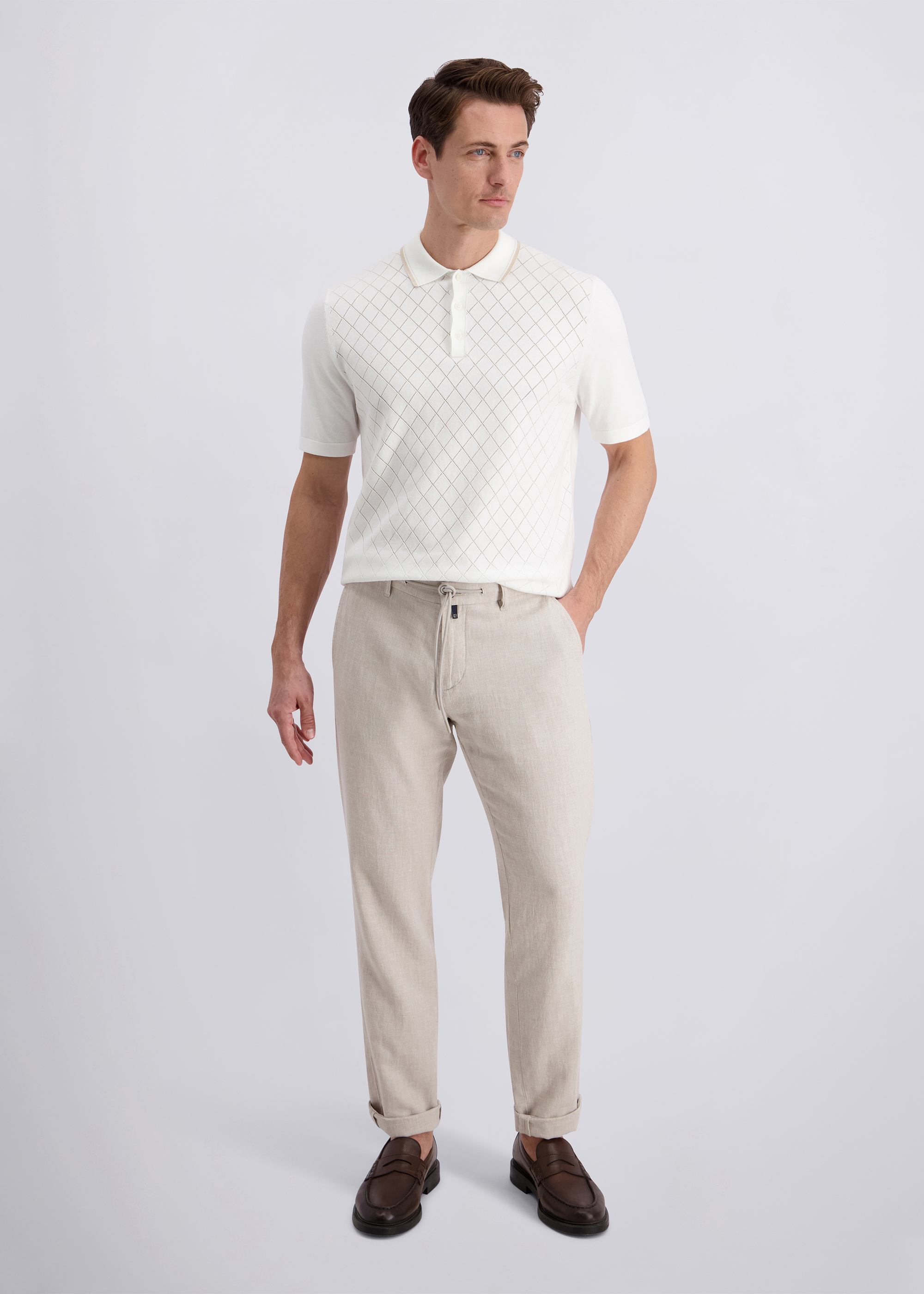 Modern fit polo shirt, Perlweiss Rückansicht