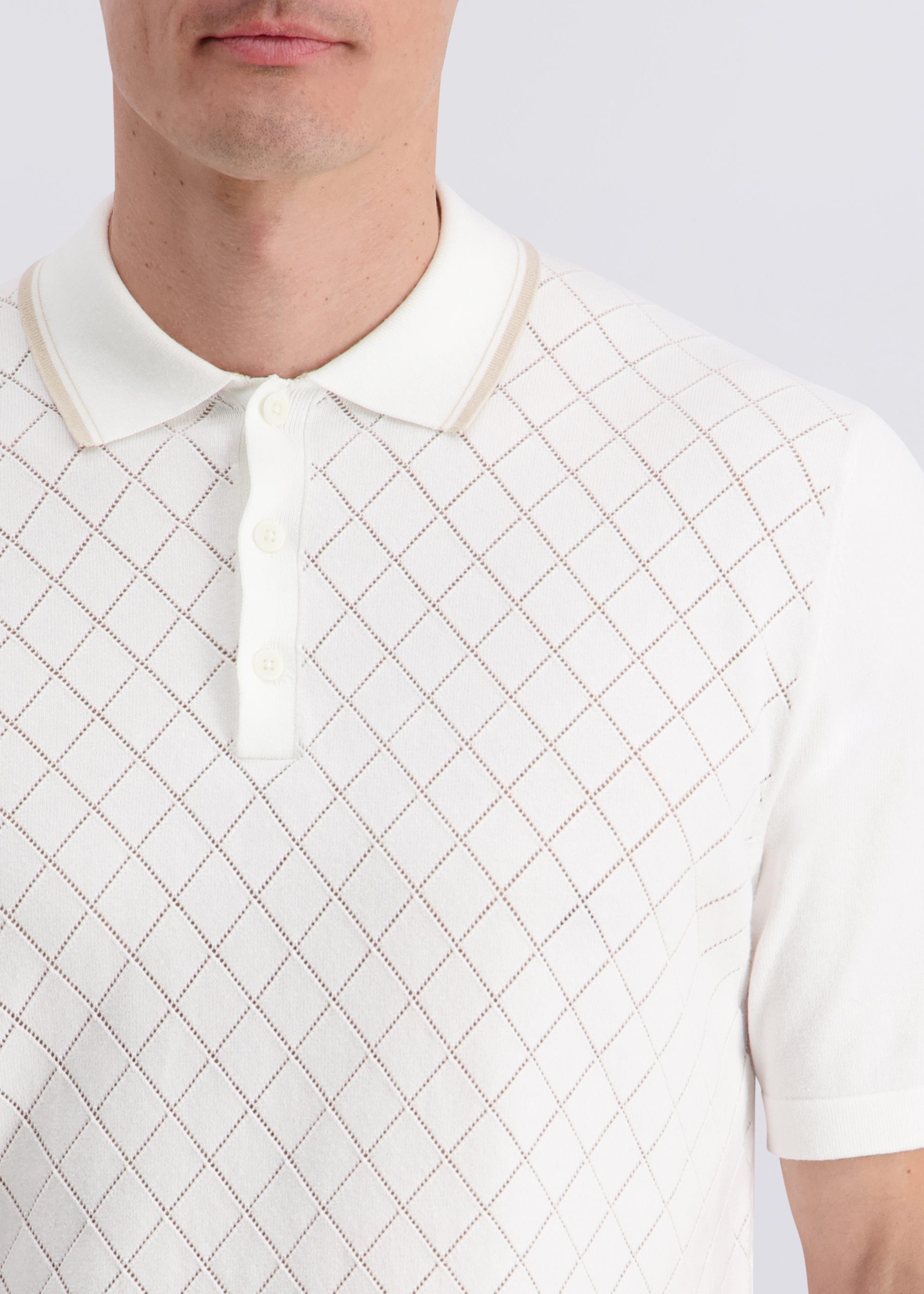 Modern fit polo shirt, Perlweiss Detailansicht 2