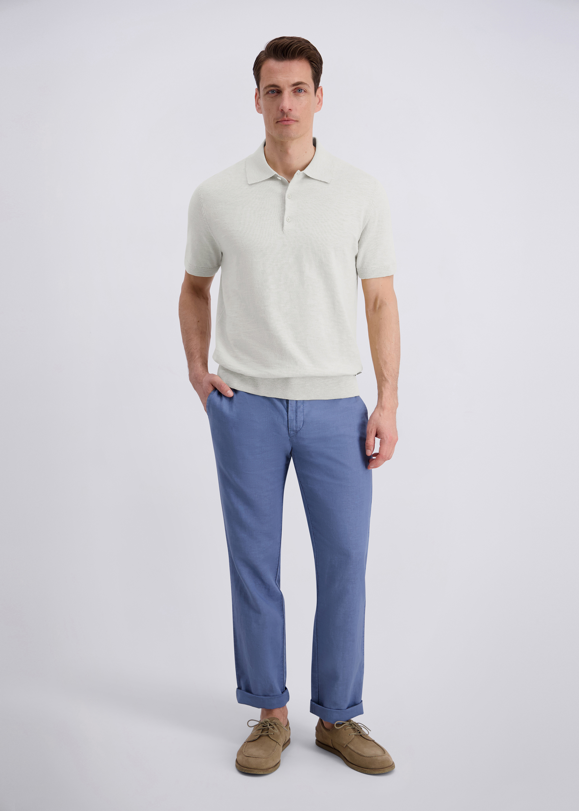 Polo Shirt im Modern Fit, Elfenbein Rückansicht