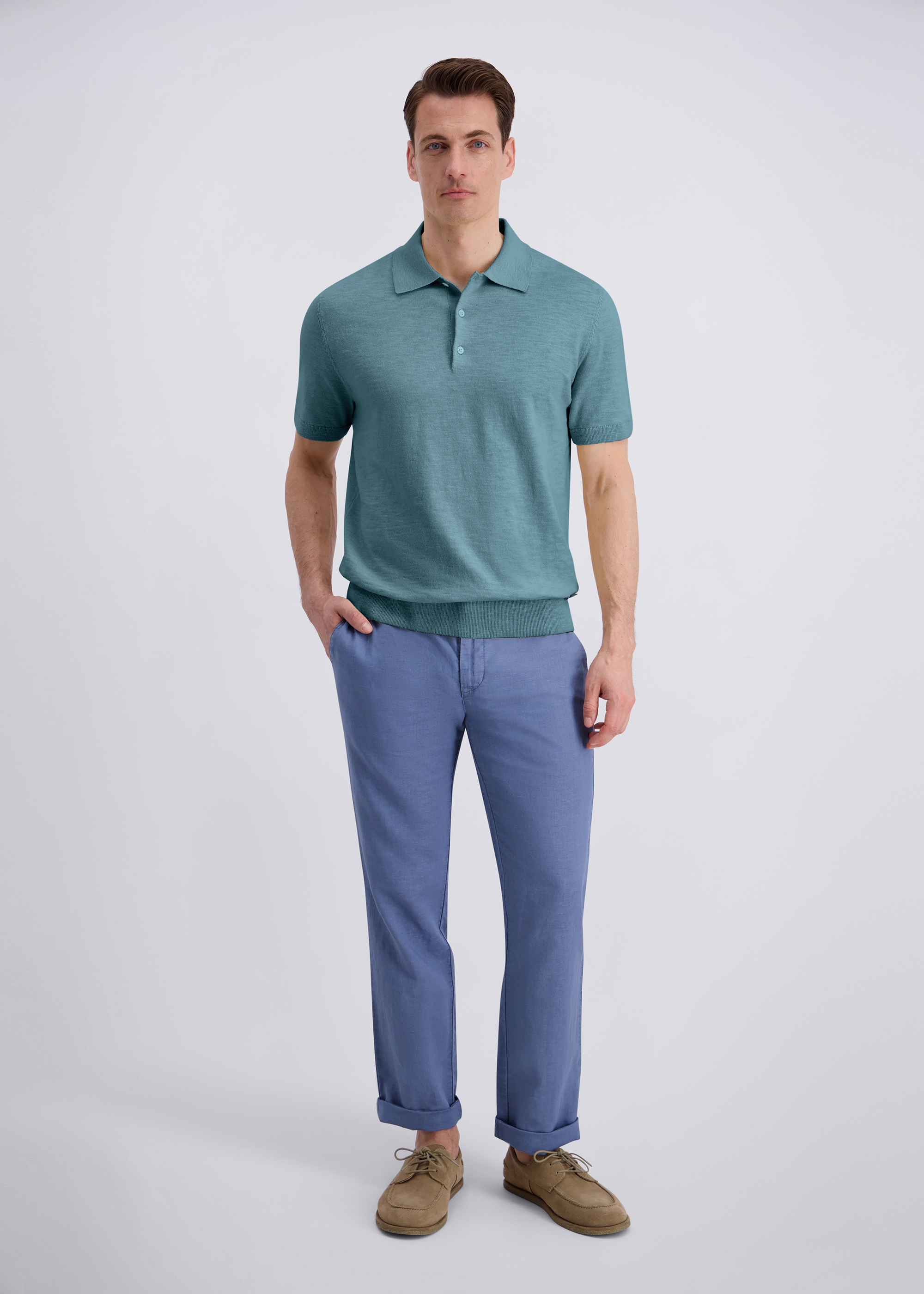 Polo Shirt im Modern Fit, Smoke BLue Rückansicht
