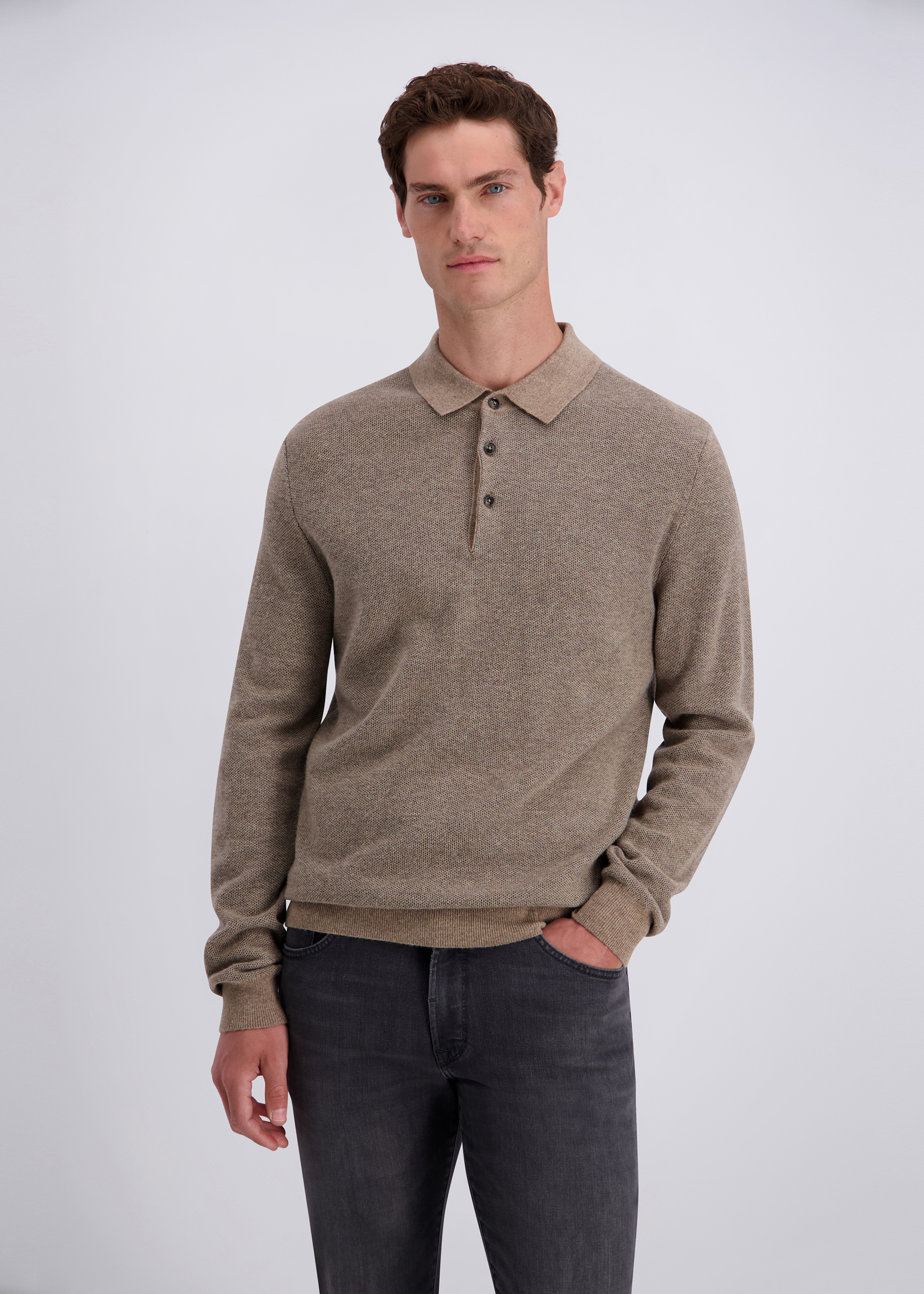 Strickpullover Uni im Regular Fit, Otter Frontansicht