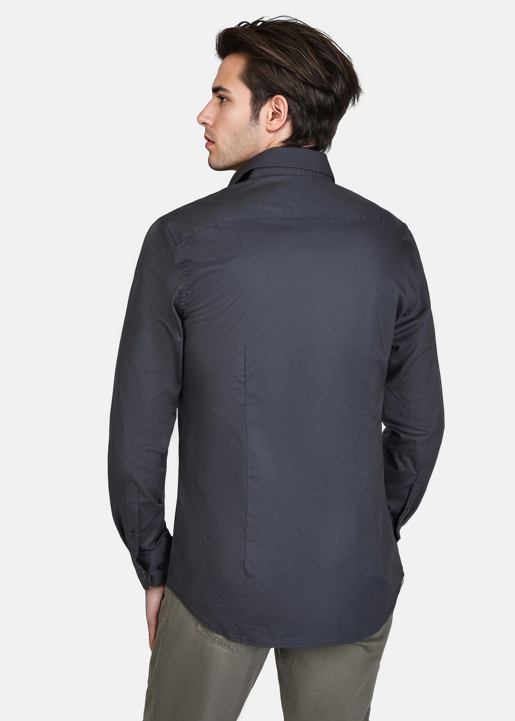 Businesshemd mit klassischem Kragen, slim fit, Marine Detailansicht 1