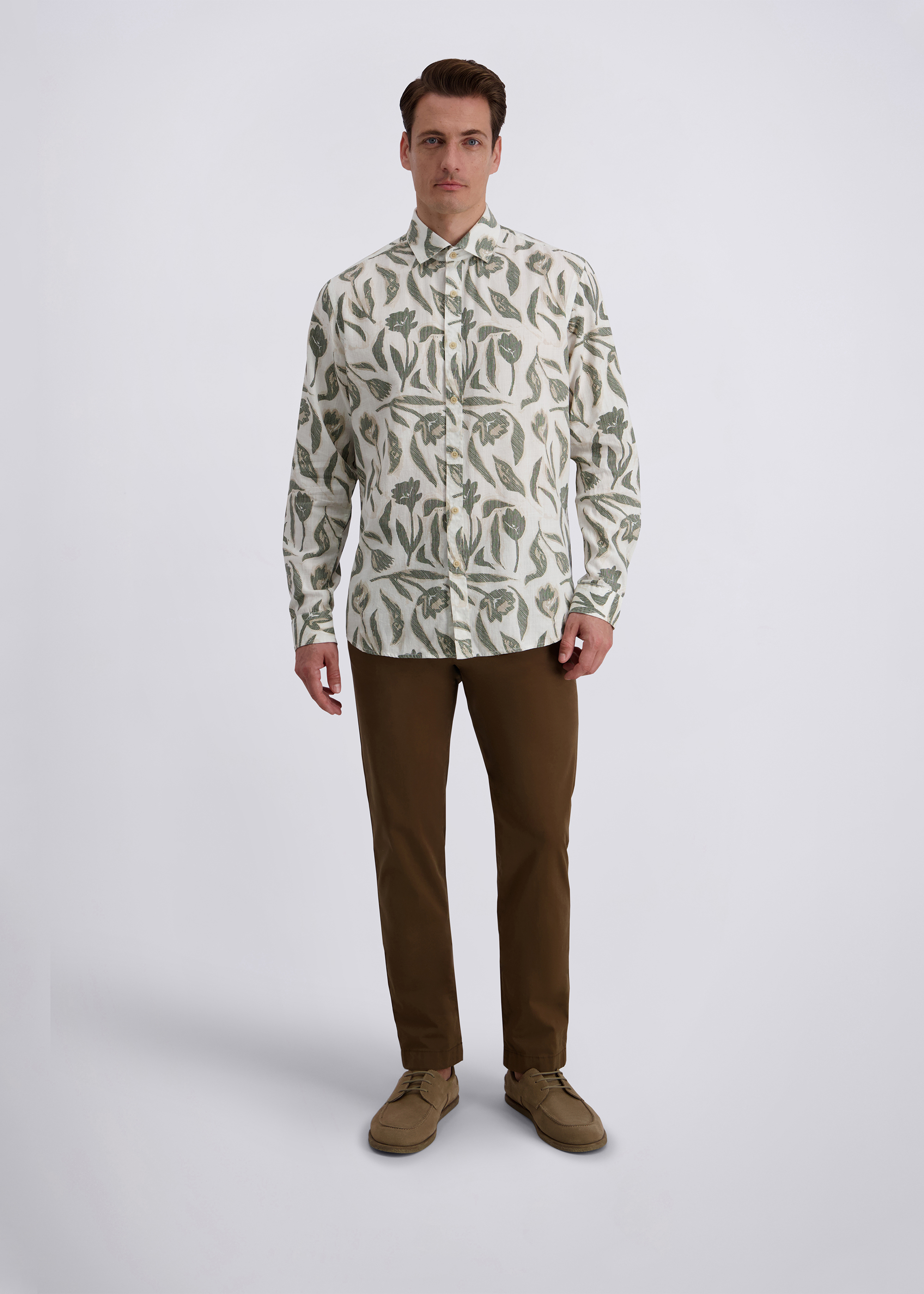 Hemd im Modern Fit, Dusty Olive Rückansicht