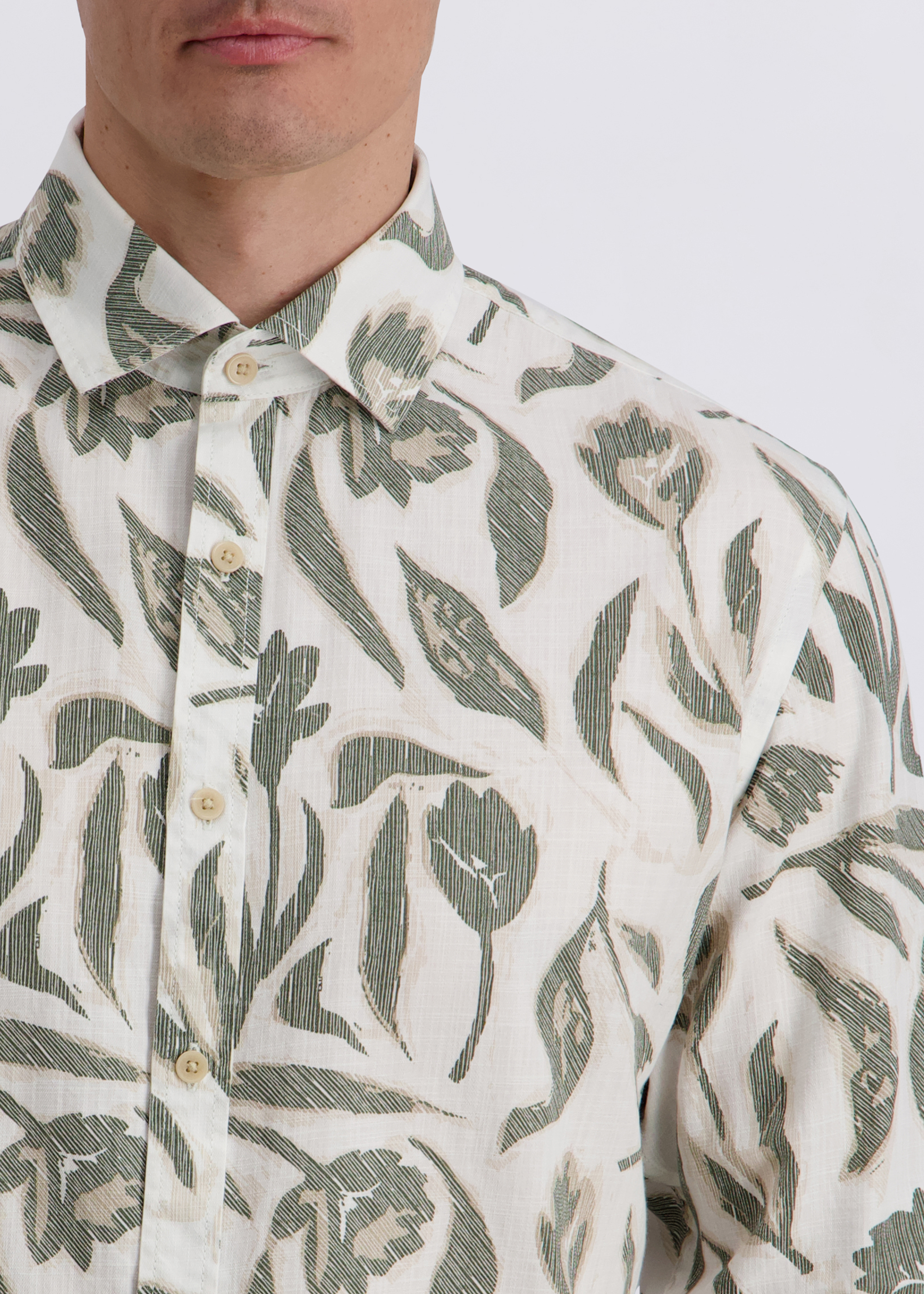 Hemd im Modern Fit, Dusty Olive Detailansicht 2