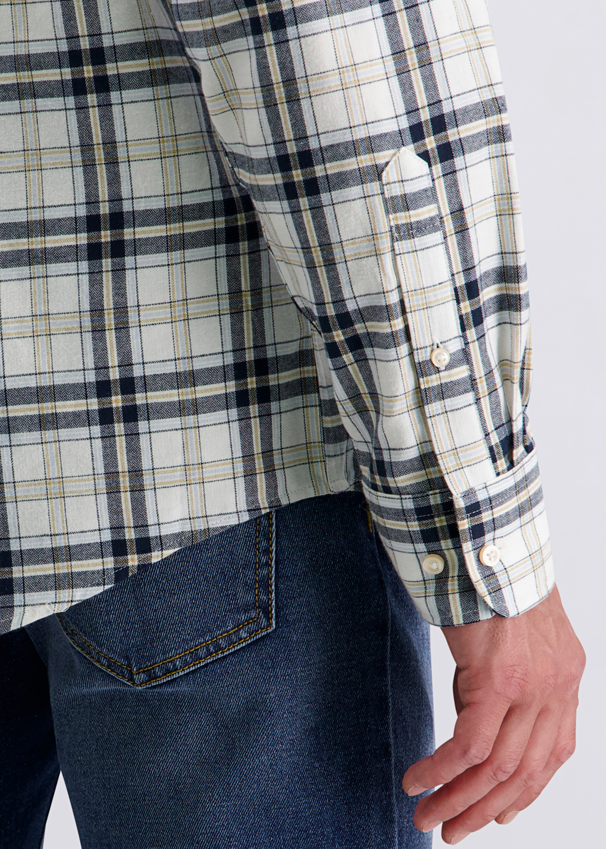 Freizeithemd mit Karomuster, Elfenbein Detailansicht 2