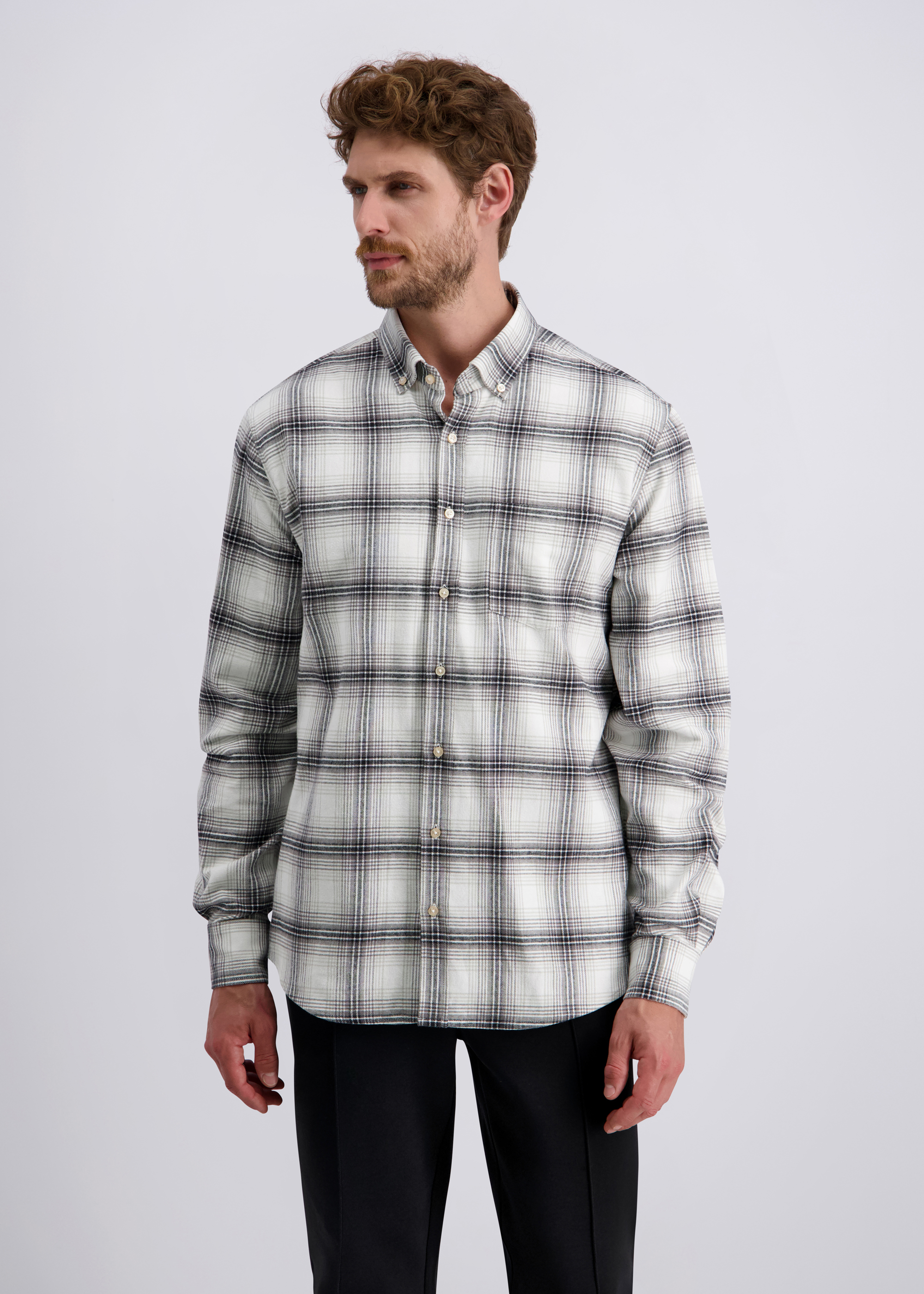 Freizeithemd mit Karomuster, Granite Gray Frontansicht