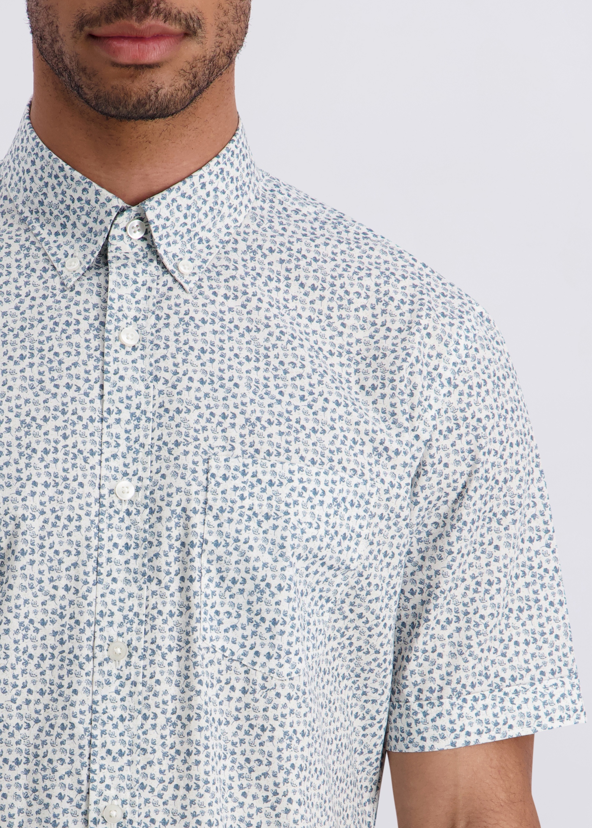 Kurzarm-Hemd im Modern Fit, Blue Heaven Detailansicht 2