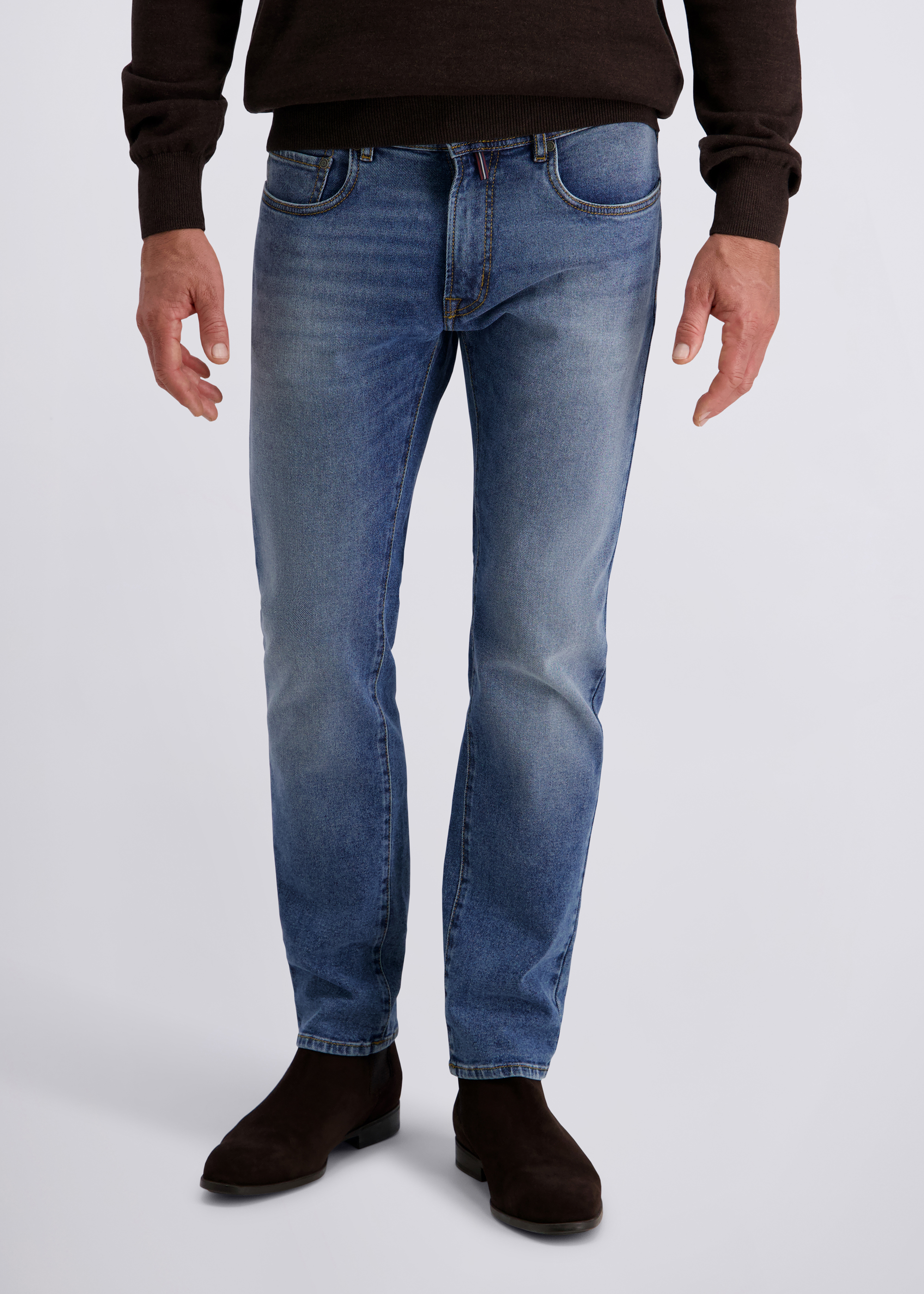 Jeans Laval Moderner Fit, light blue used whisker Frontansicht