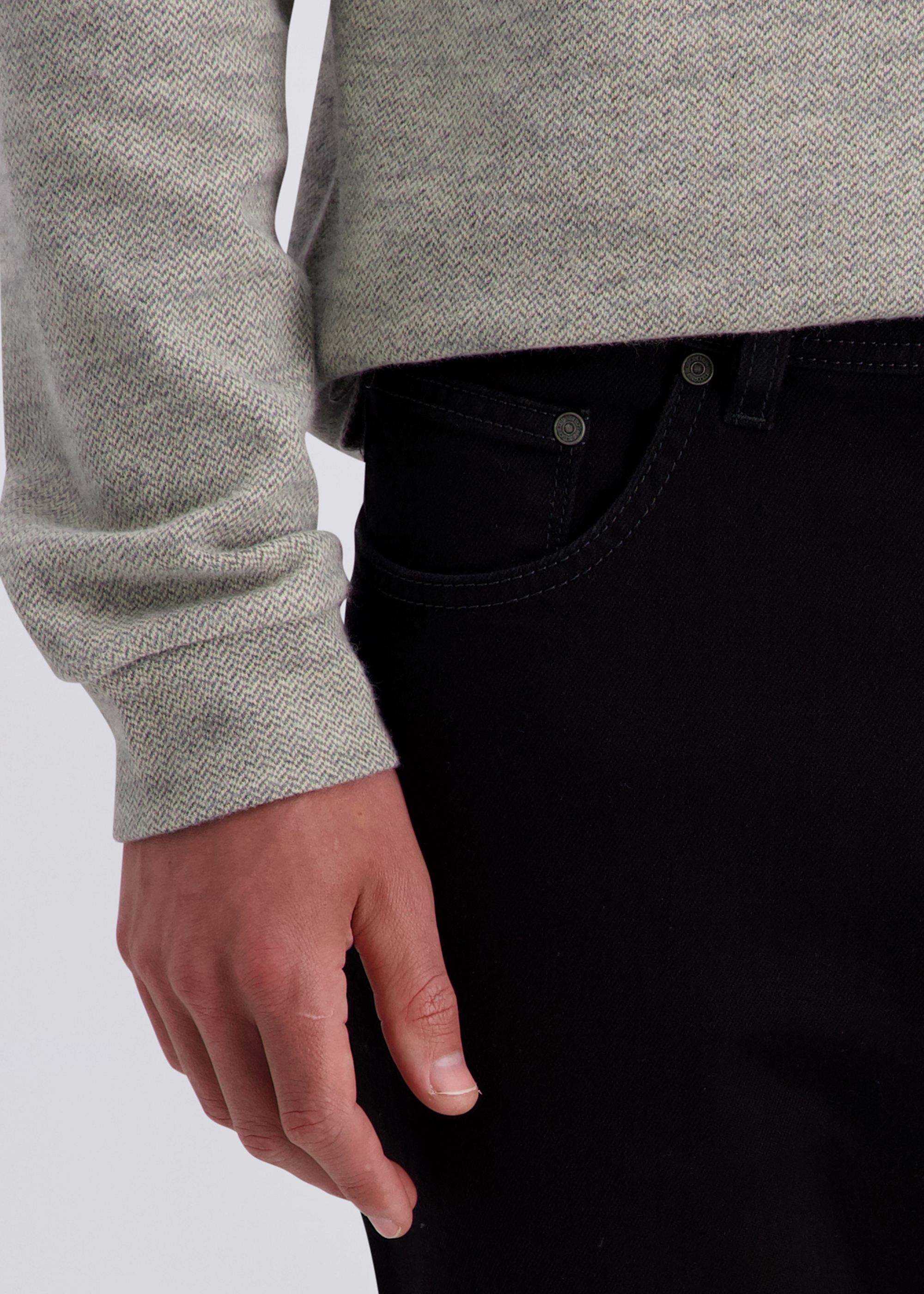 Dijon Komfort Jeans, black raw Detailansicht 2