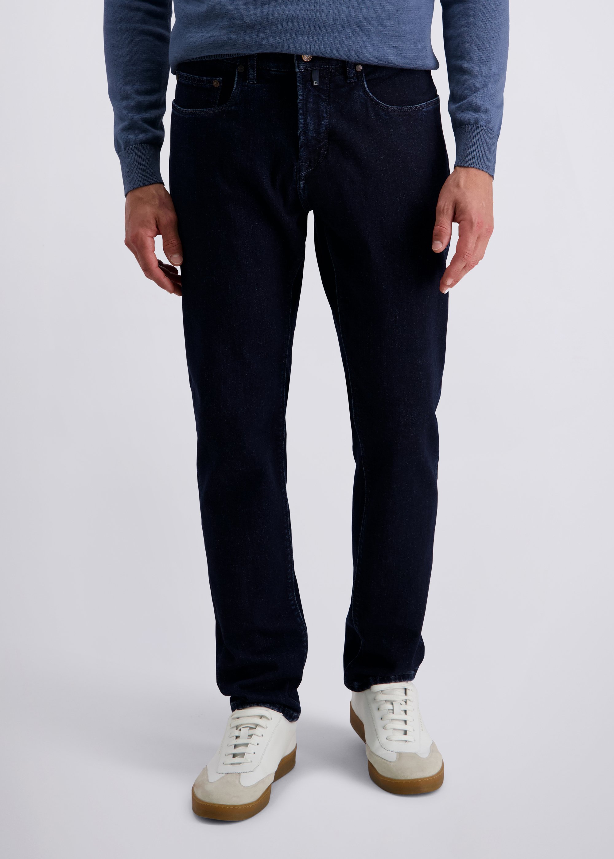 Lyon Tapered Fit Cashmere Denim, dark blue raw Frontansicht