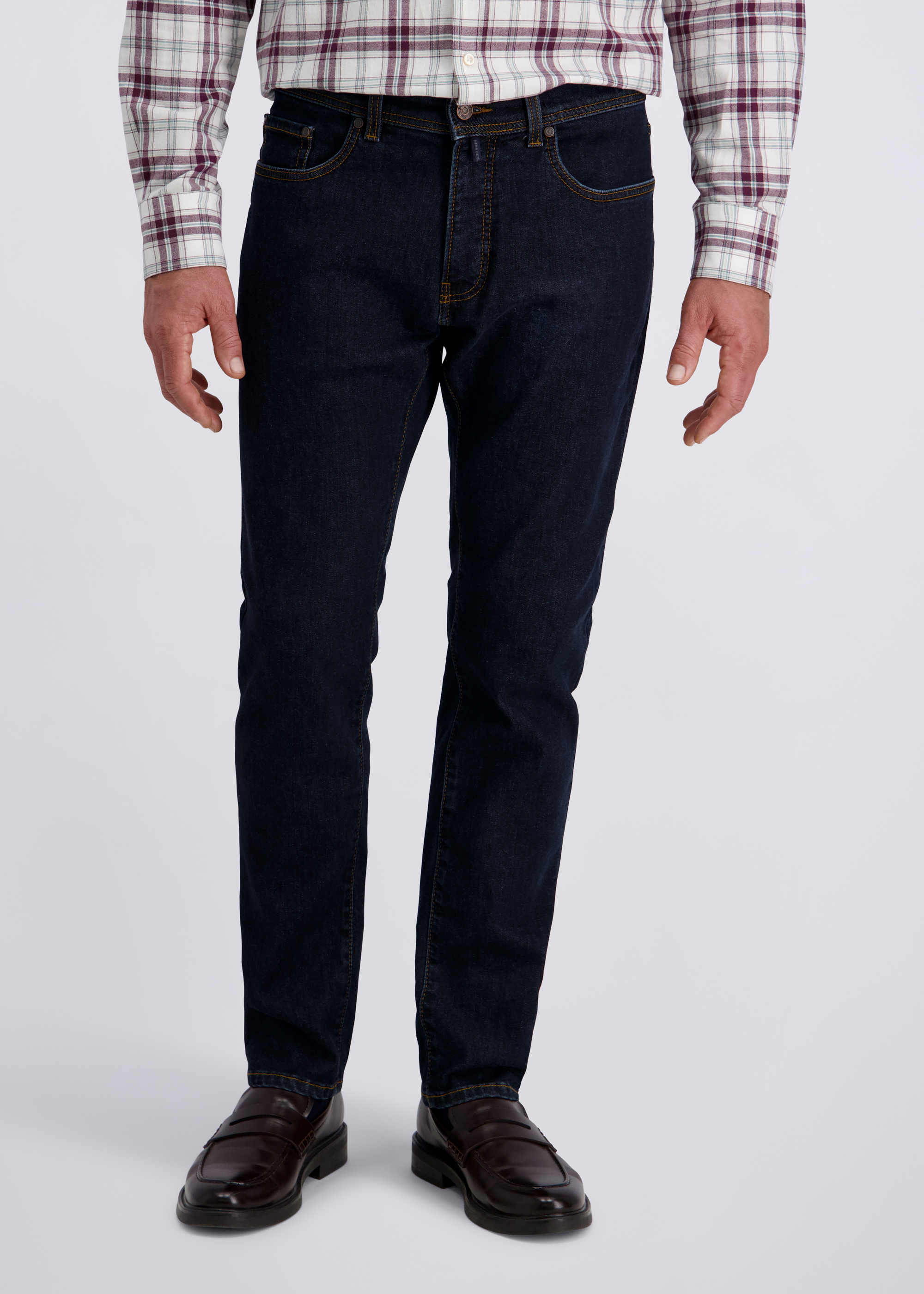 Lyon Tapered Fit Thermo Jeans, dark blue raw Frontansicht
