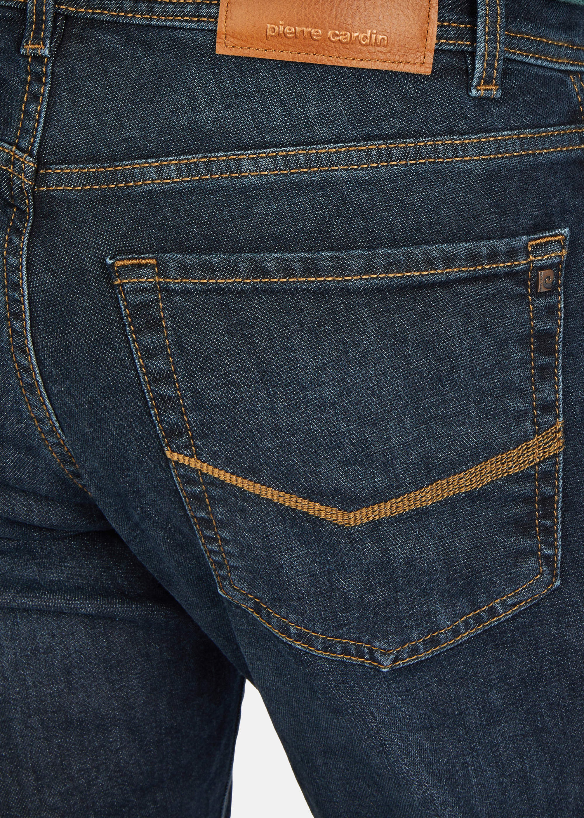 Lyon Tapered Fit Thermo Jeans, dark blue used whisker Detailansicht 2
