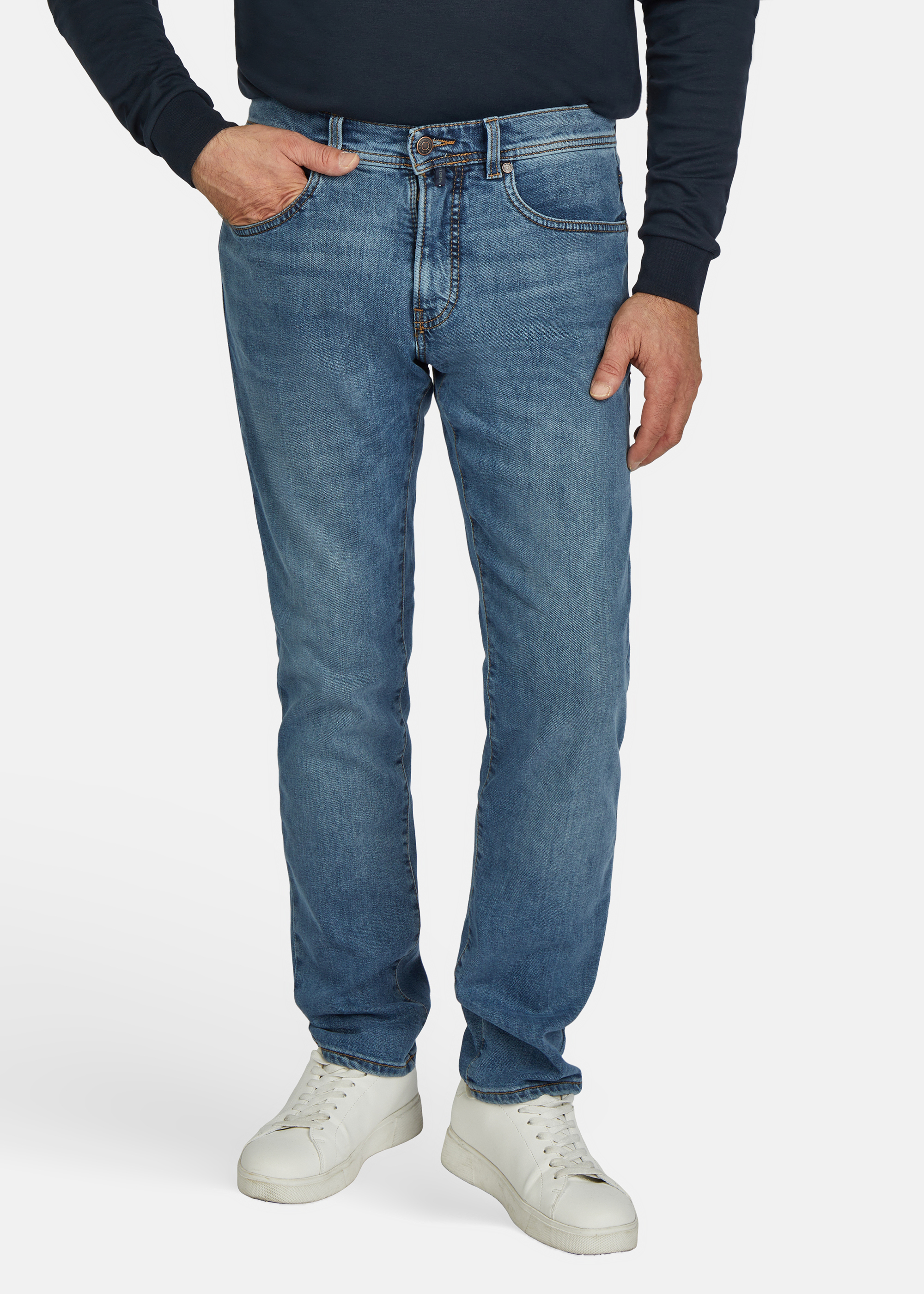 Lyon Tapered Fit Thermo Jeans, blue fashion Frontansicht