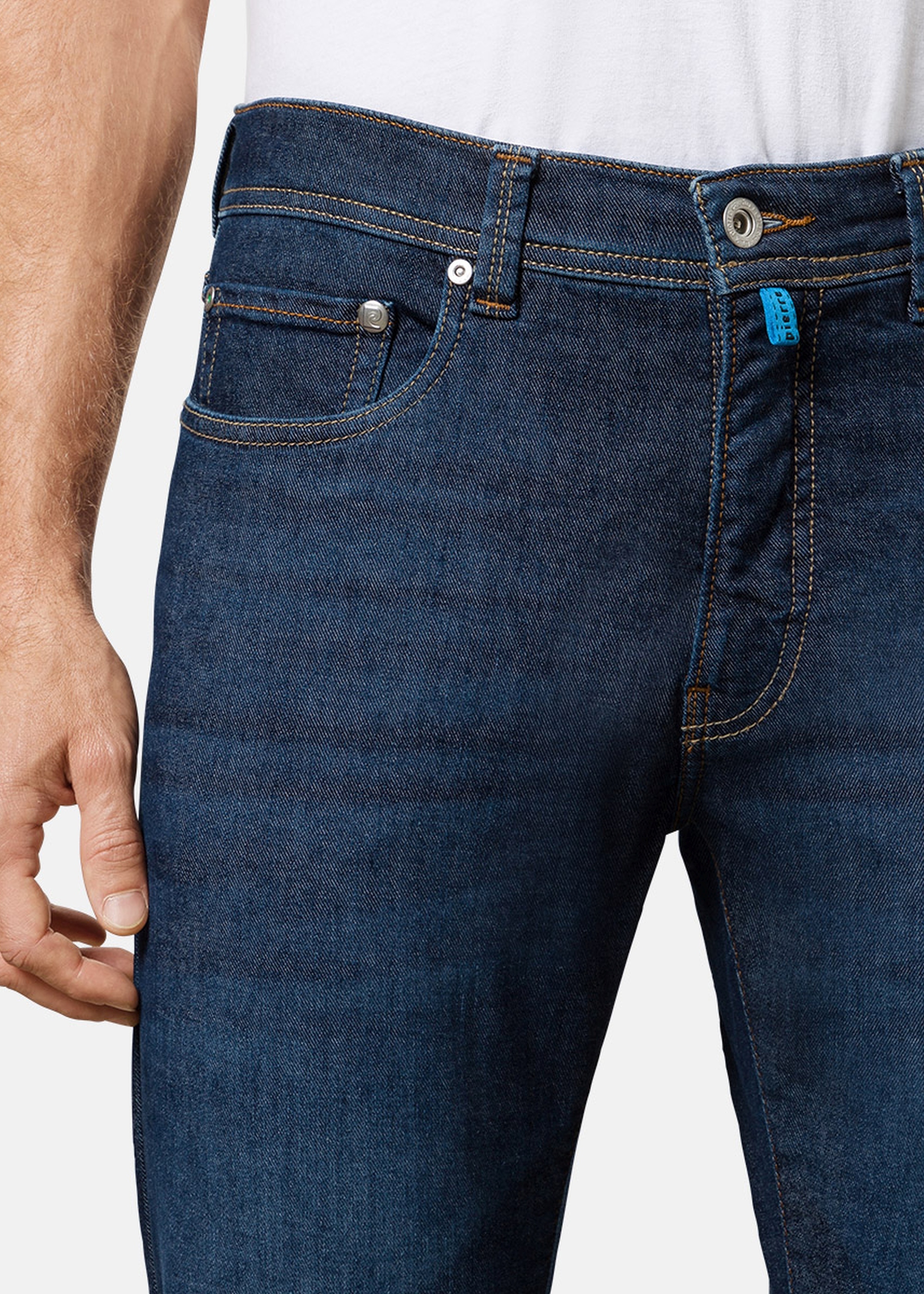 Lyon Tapered Fit Jeans Futureflex, dark blue used buffies Rückansicht