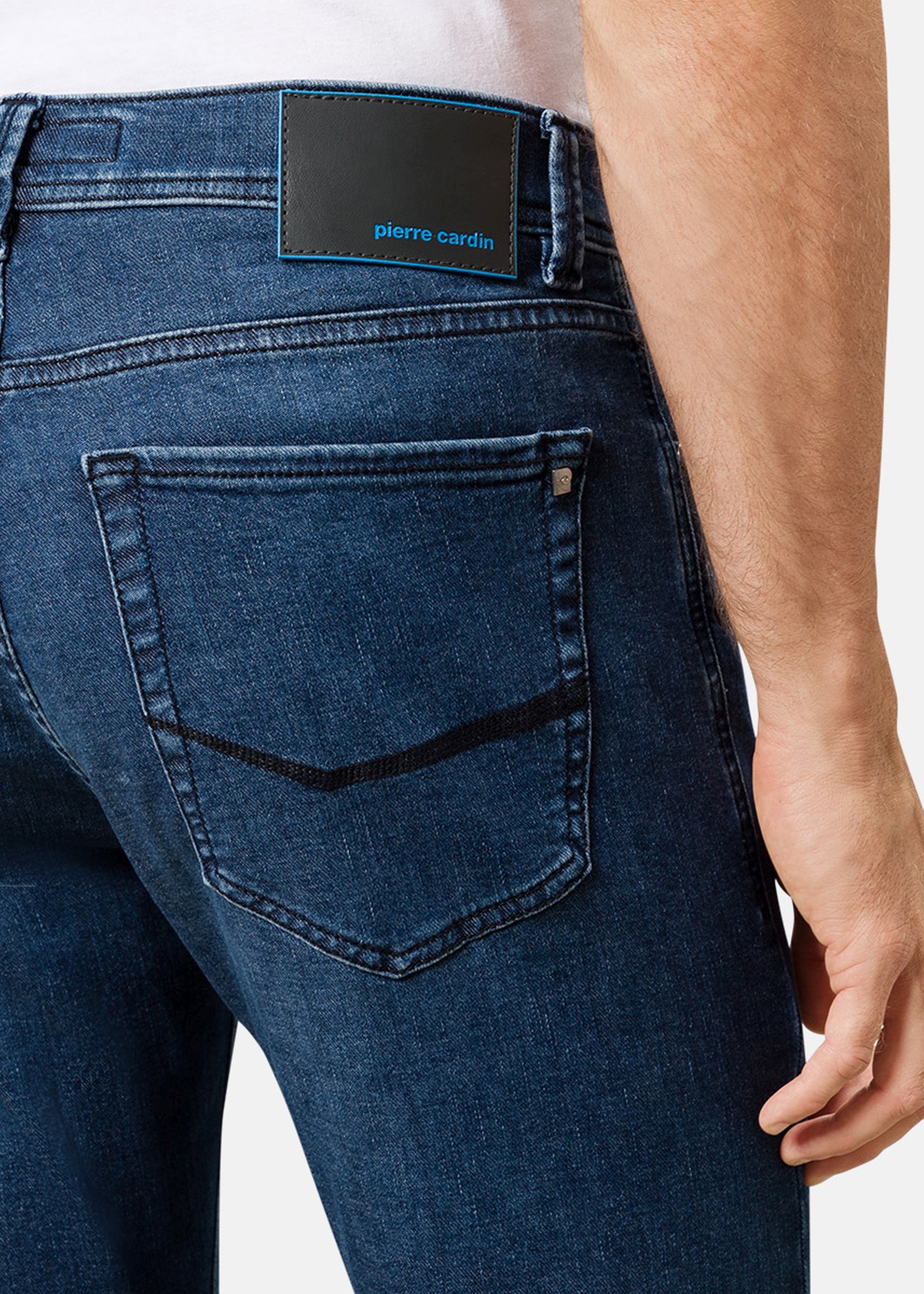 Lyon Tapered Fit Jeans Futureflex, blue used buffies Rückansicht