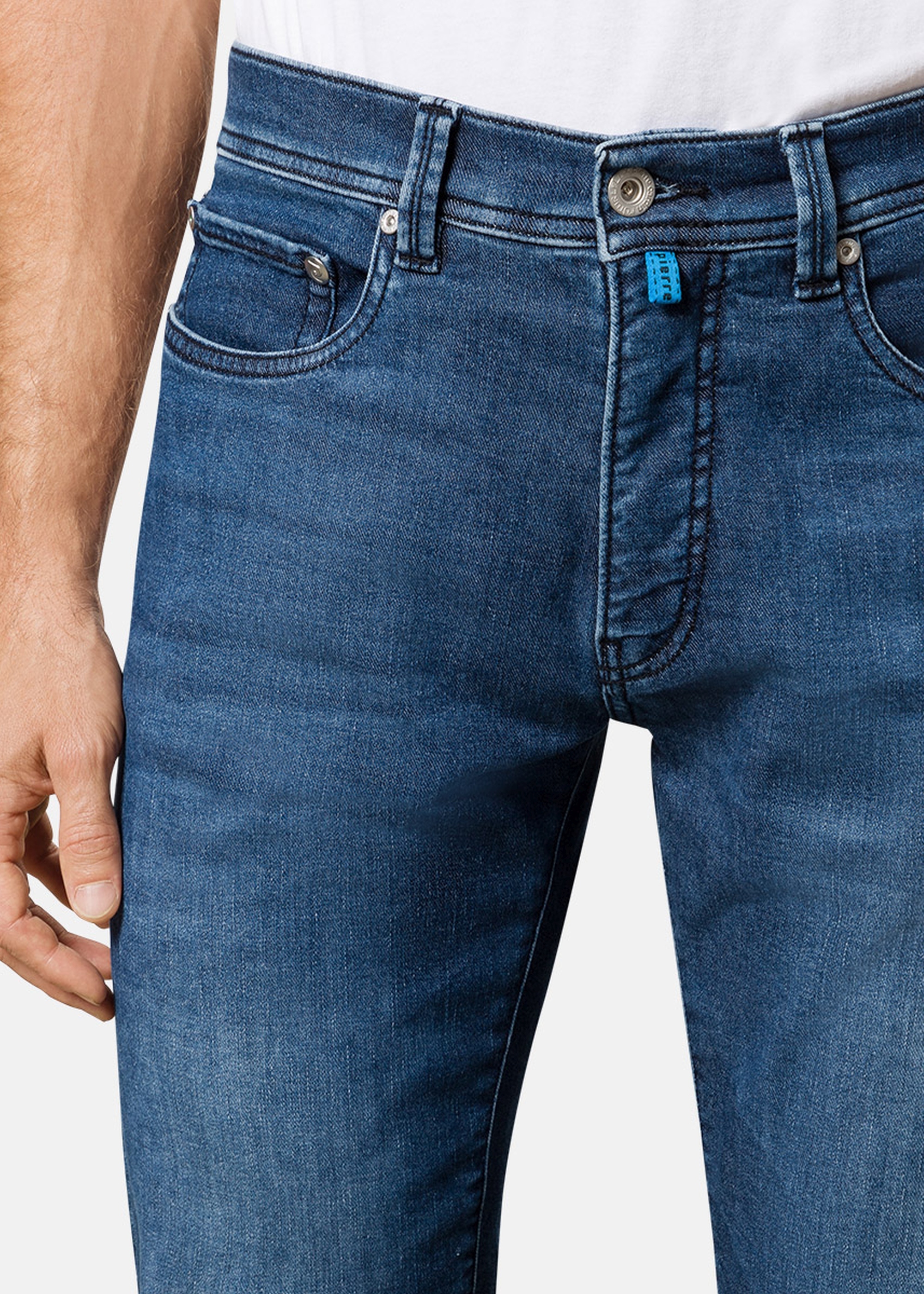 Lyon Tapered Fit Jeans Futureflex, blue used buffies Detailansicht 2