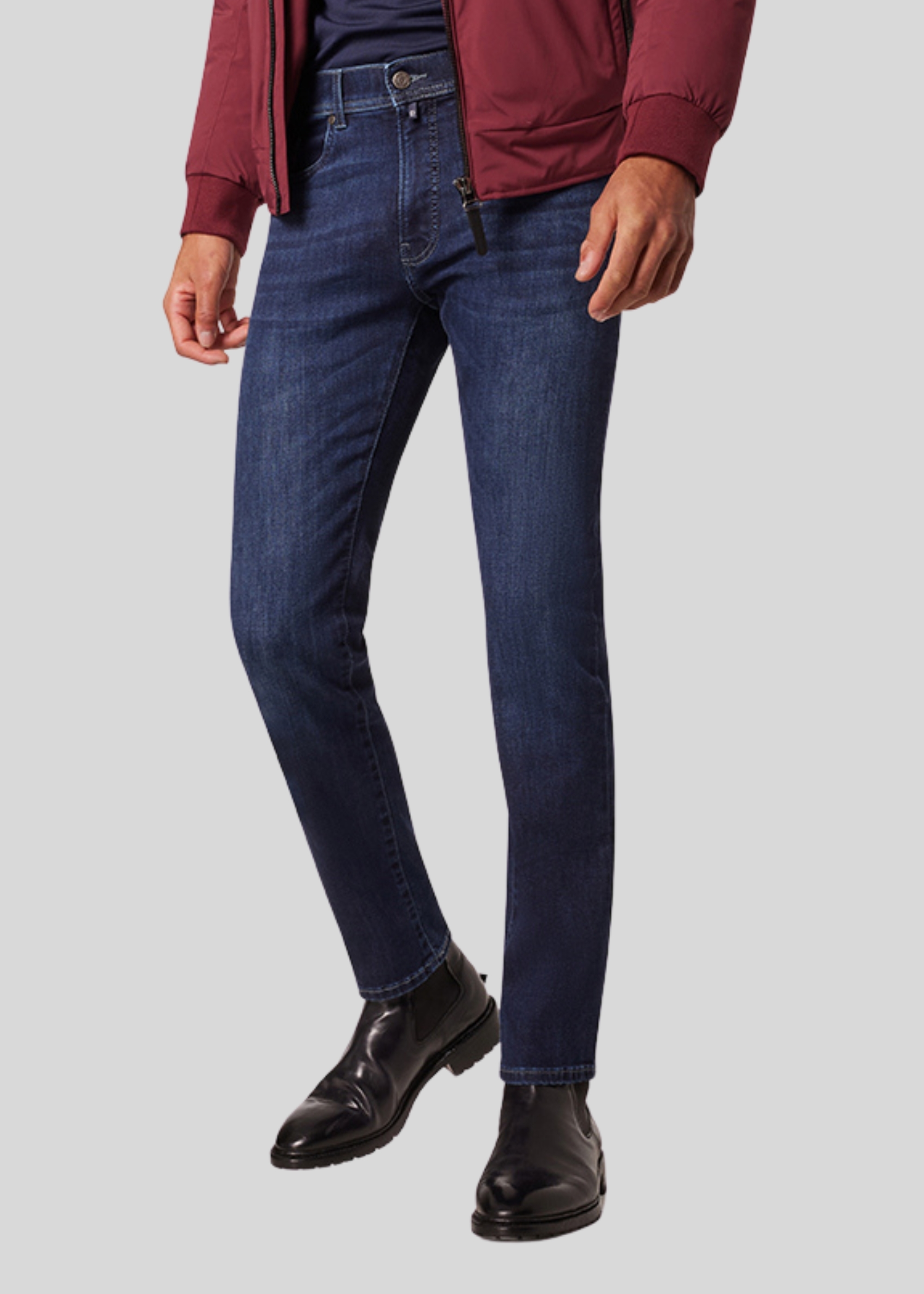 Lyon Tapered Fit Jeans Futureflex, dark blue used mustache Rückansicht